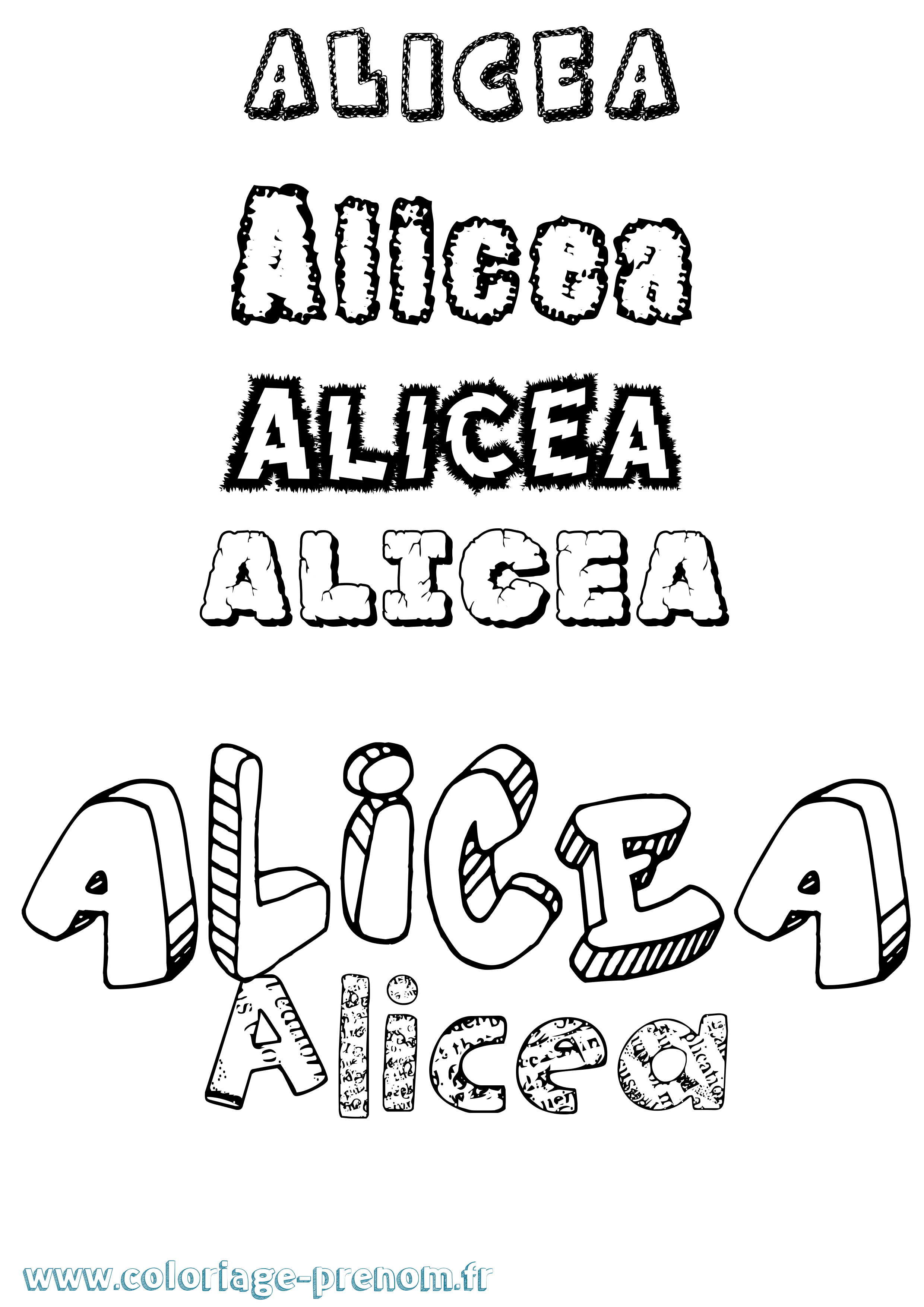 Coloriage prénom Alicea Destructuré