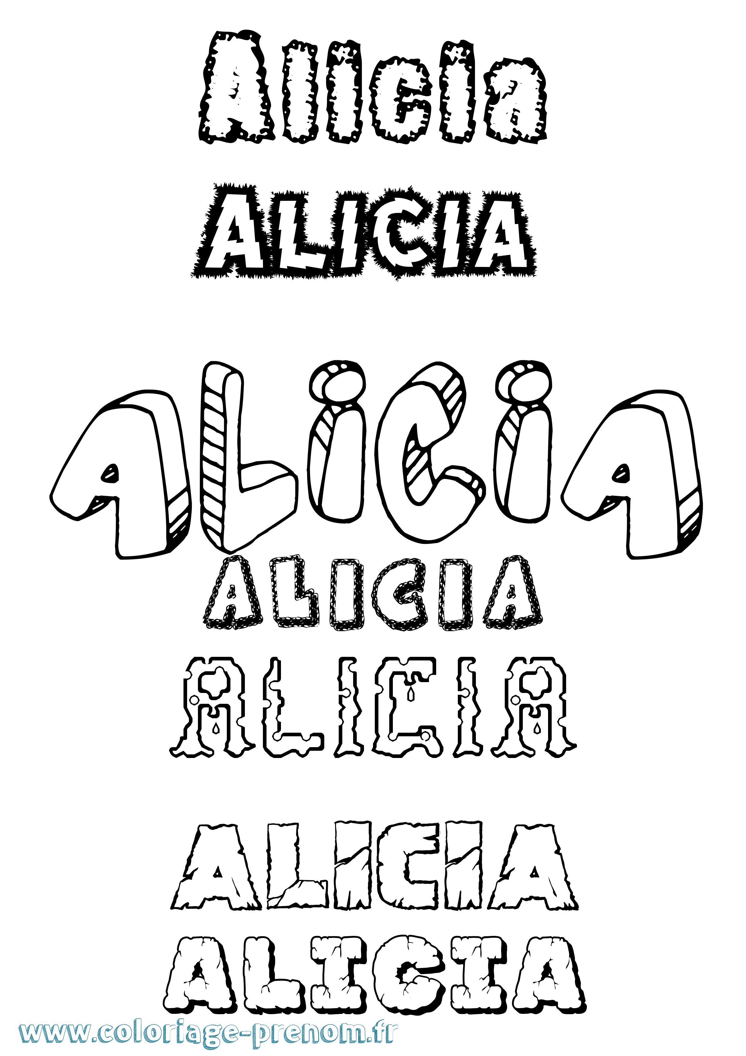Coloriage prénom Alicia