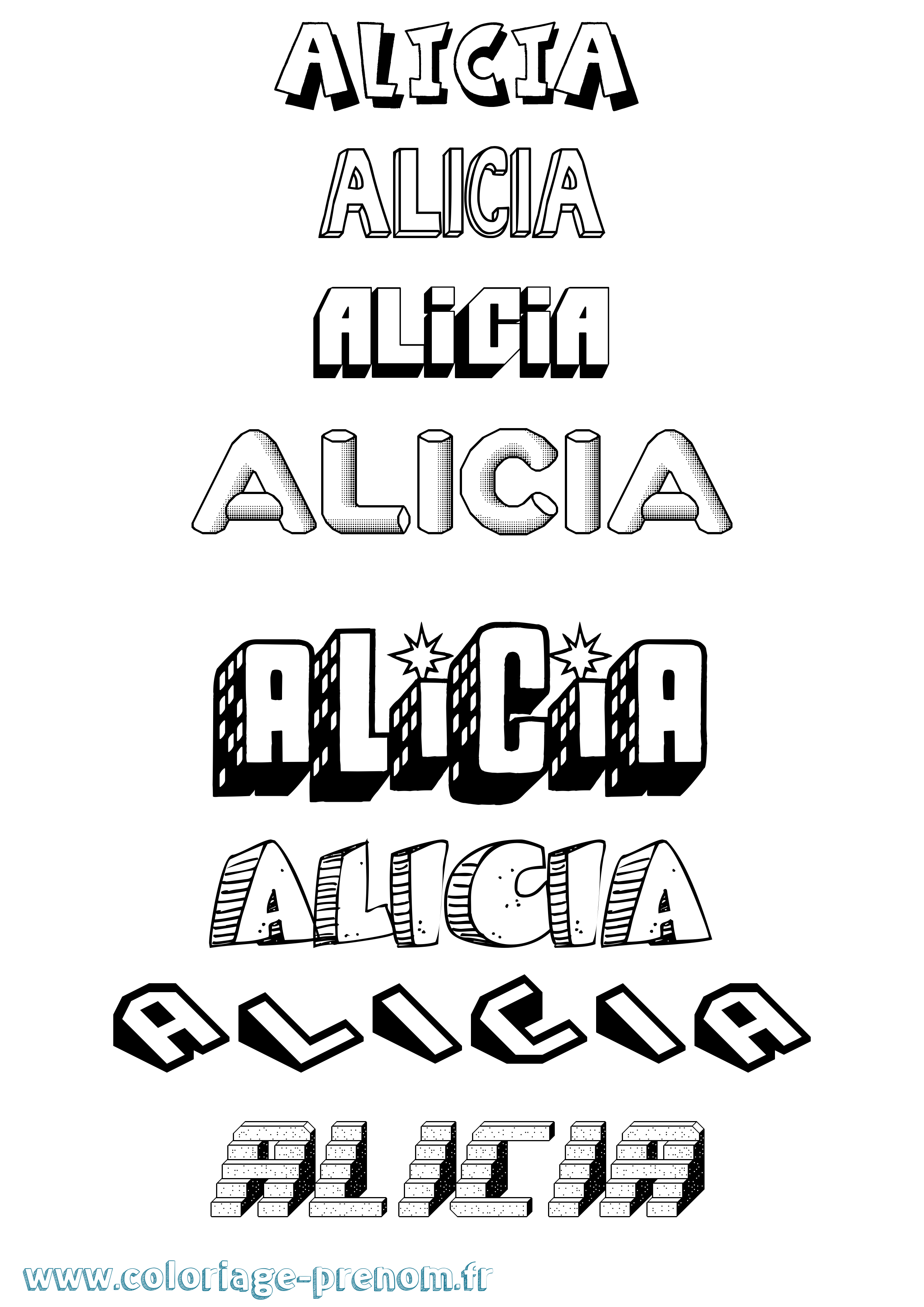 Coloriage prénom Alicia