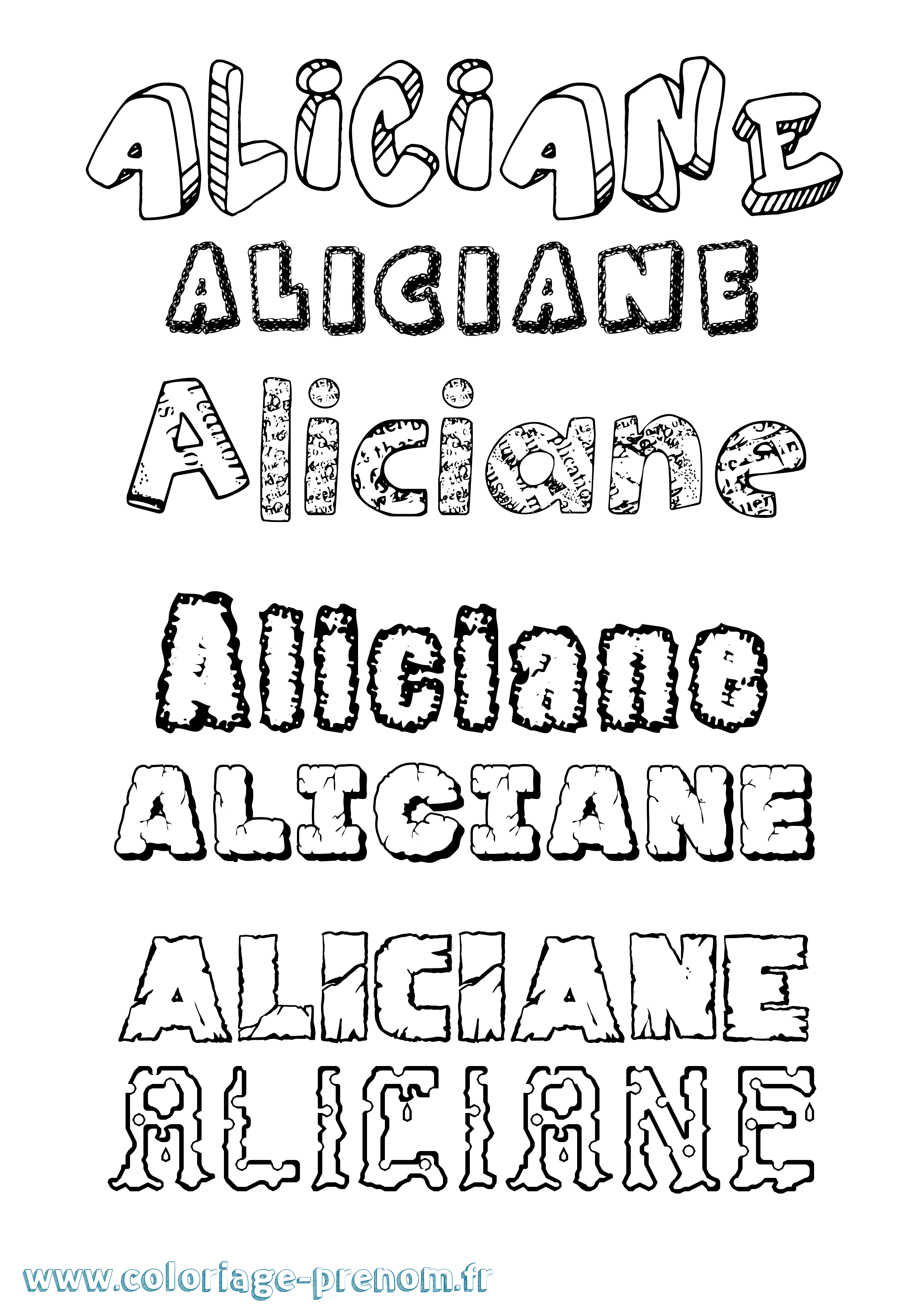 Coloriage prénom Aliciane Destructuré