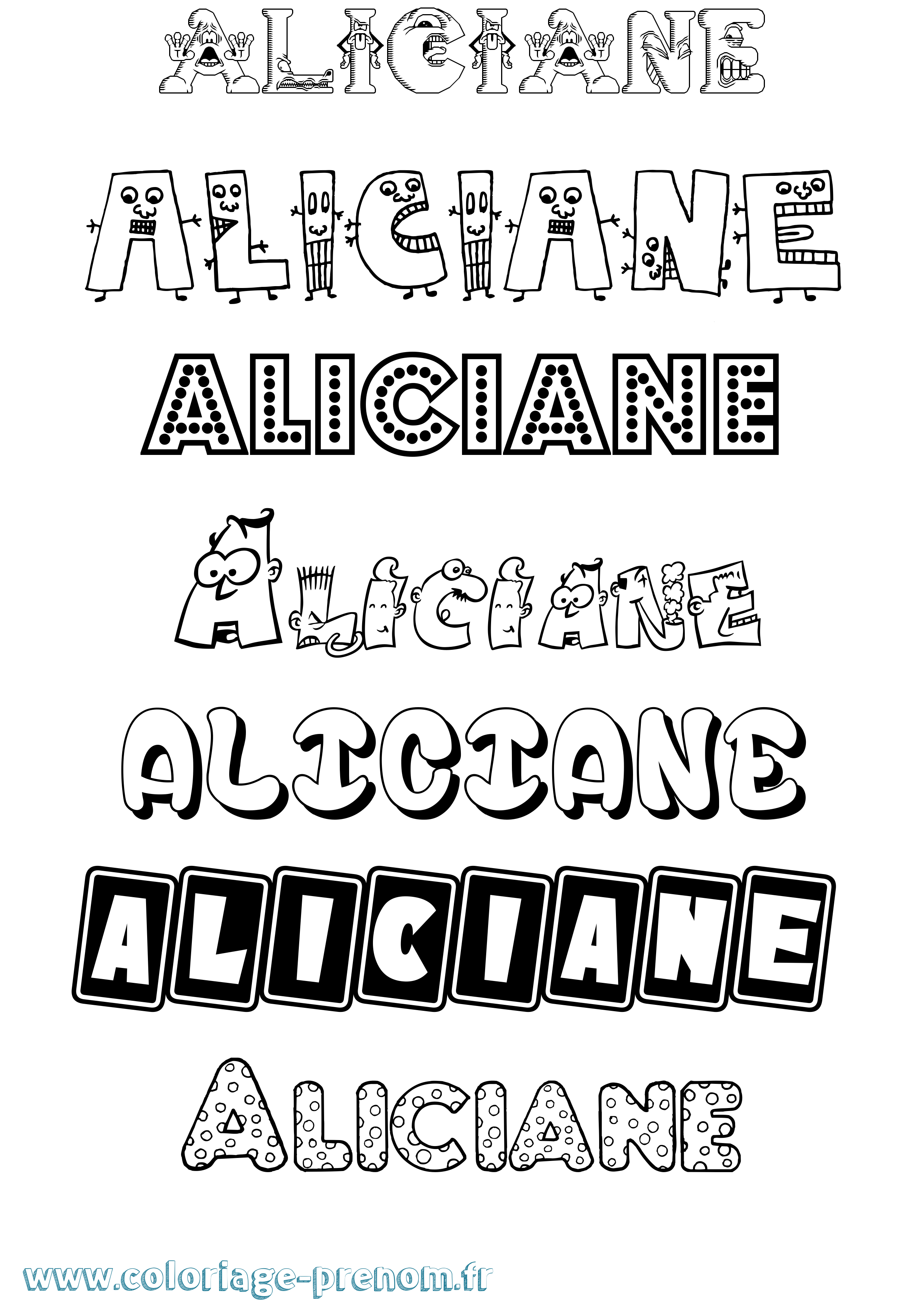 Coloriage prénom Aliciane Fun