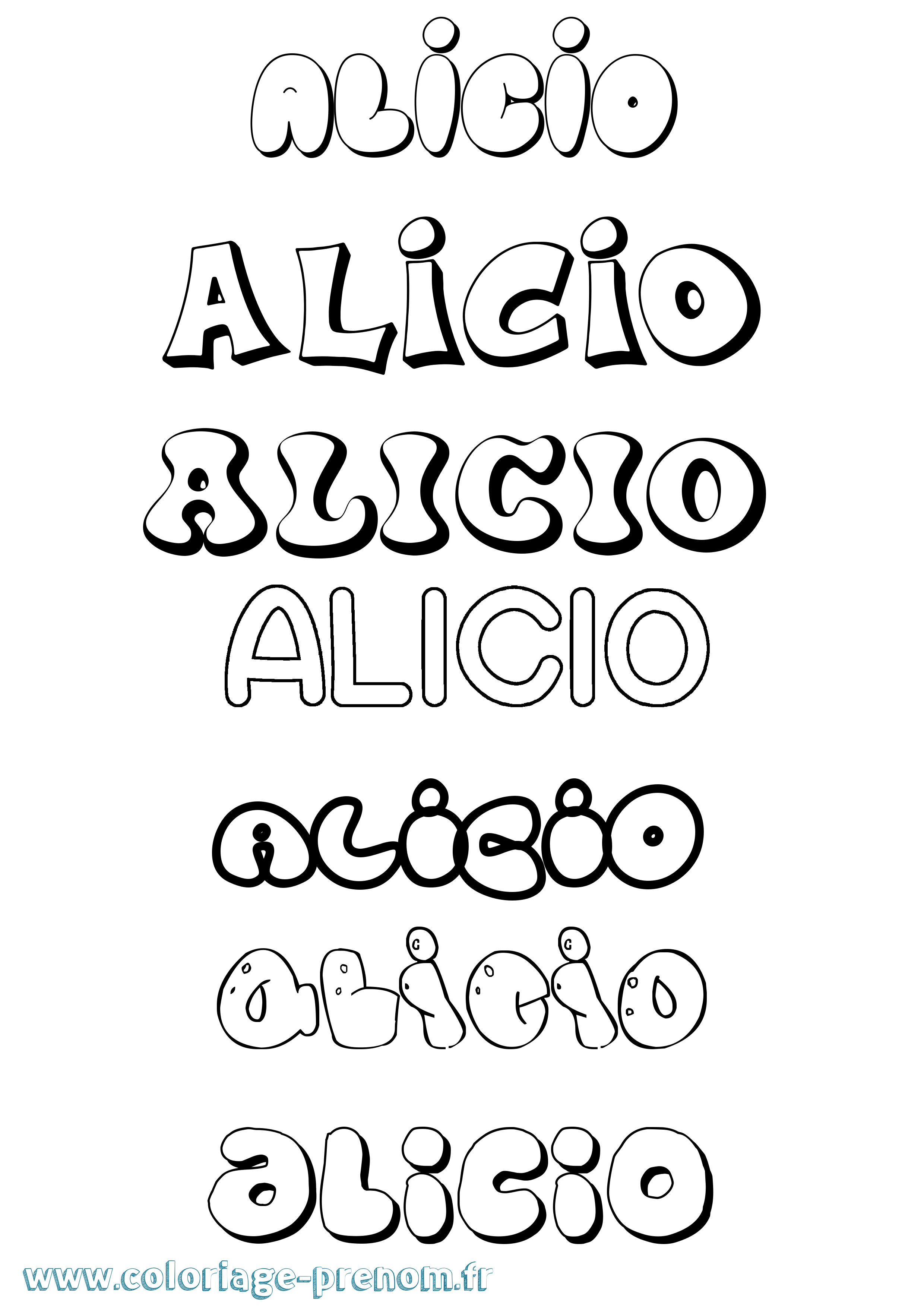 Coloriage prénom Alicio Bubble