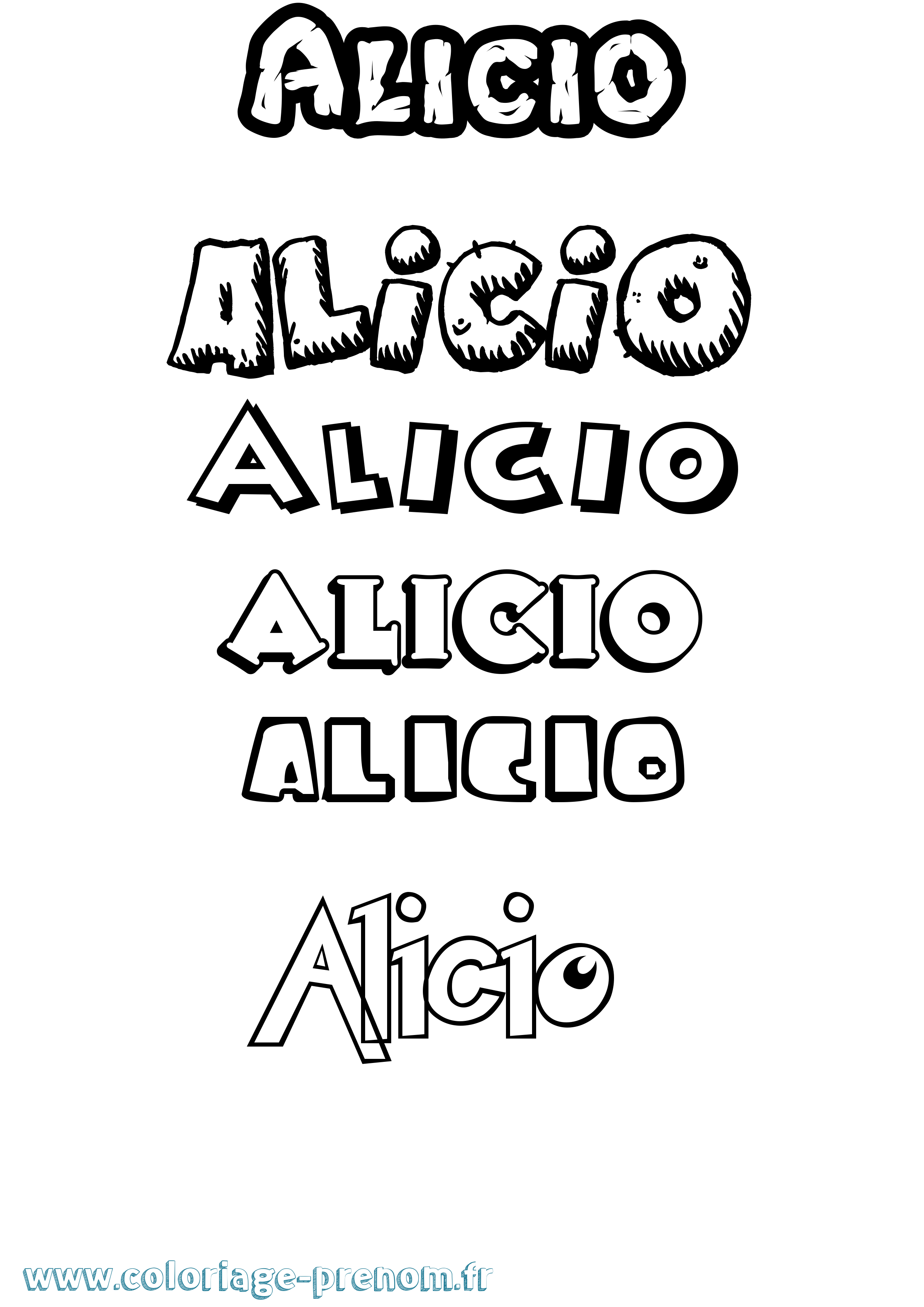 Coloriage prénom Alicio Dessin Animé