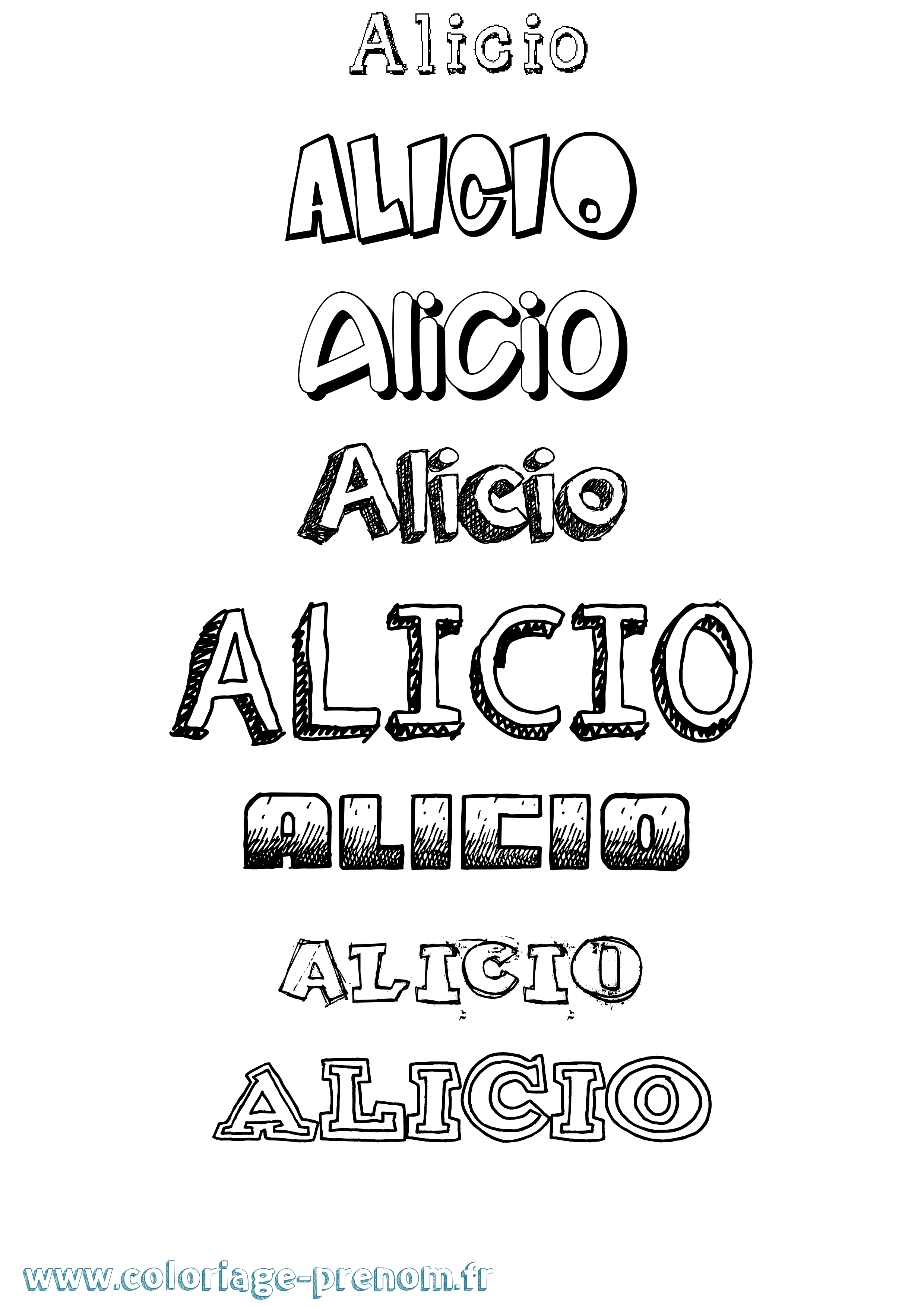 Coloriage prénom Alicio Dessiné