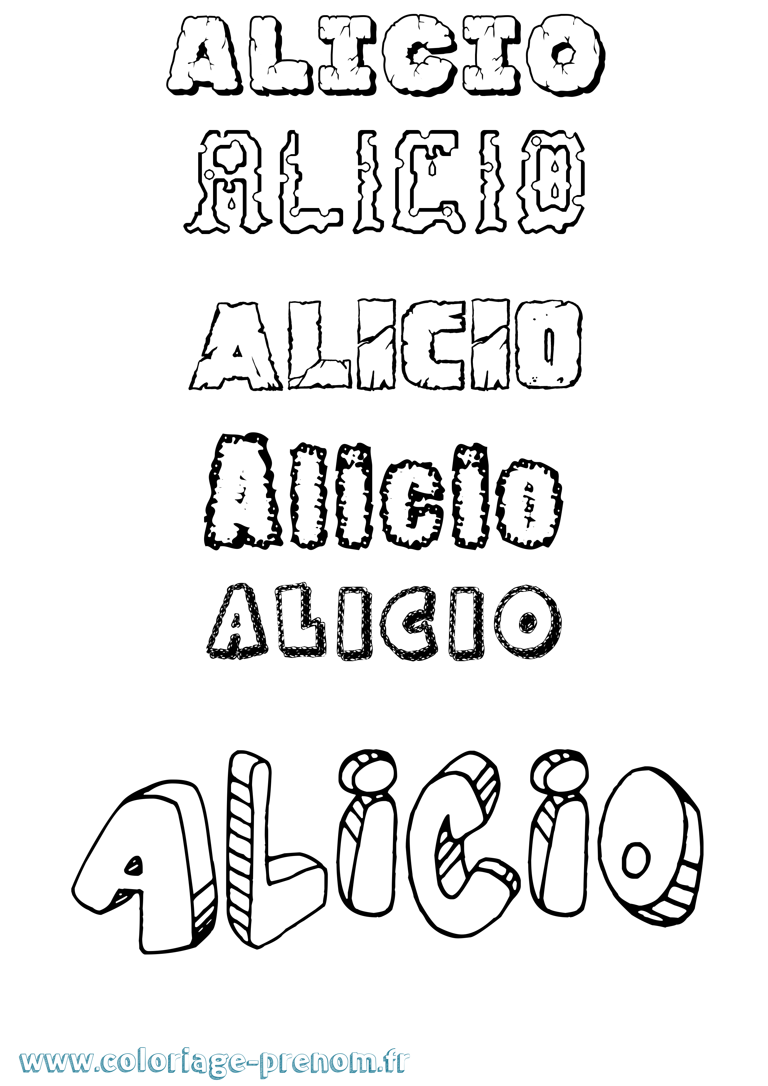 Coloriage prénom Alicio Destructuré