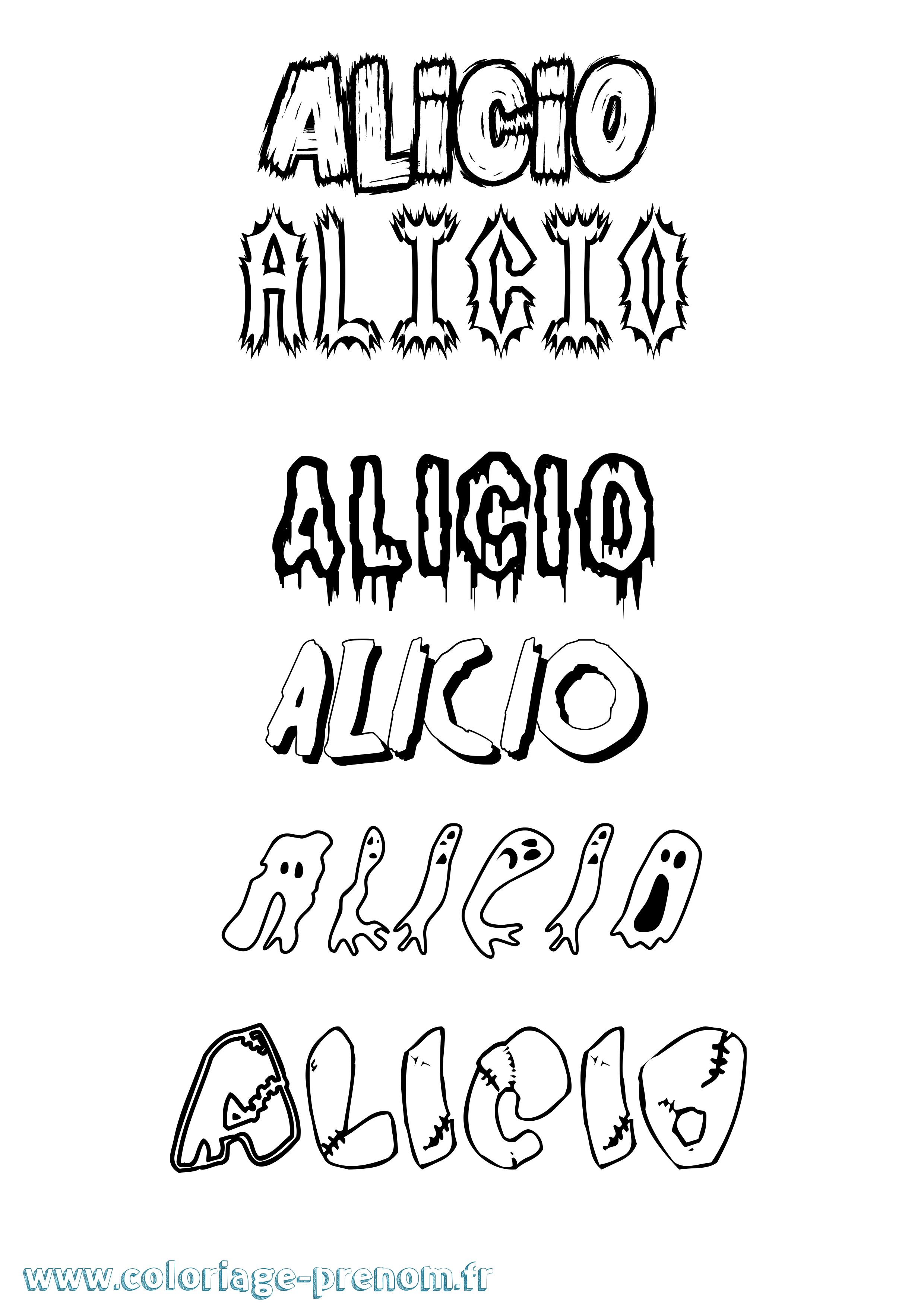 Coloriage prénom Alicio Frisson