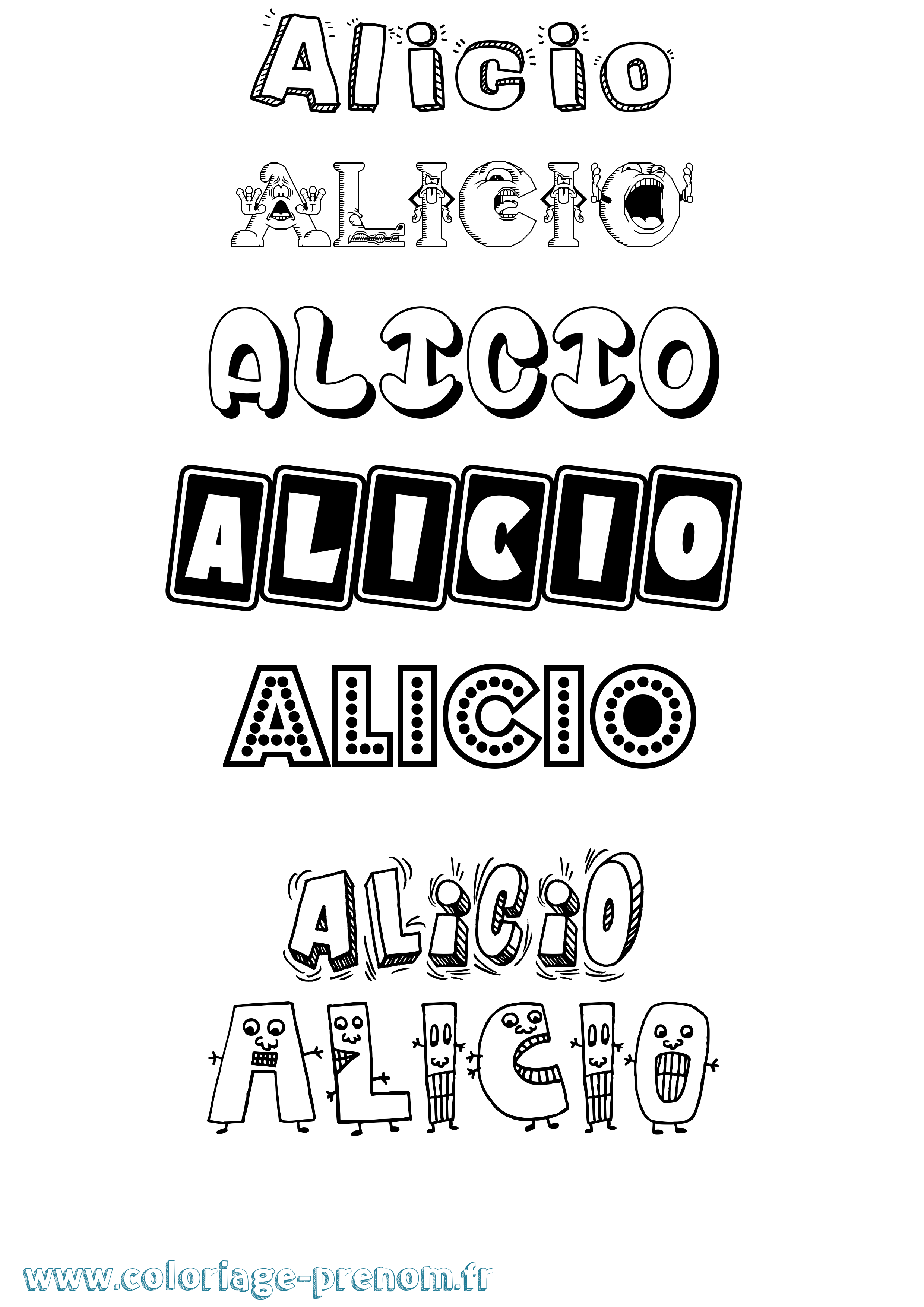 Coloriage prénom Alicio Fun