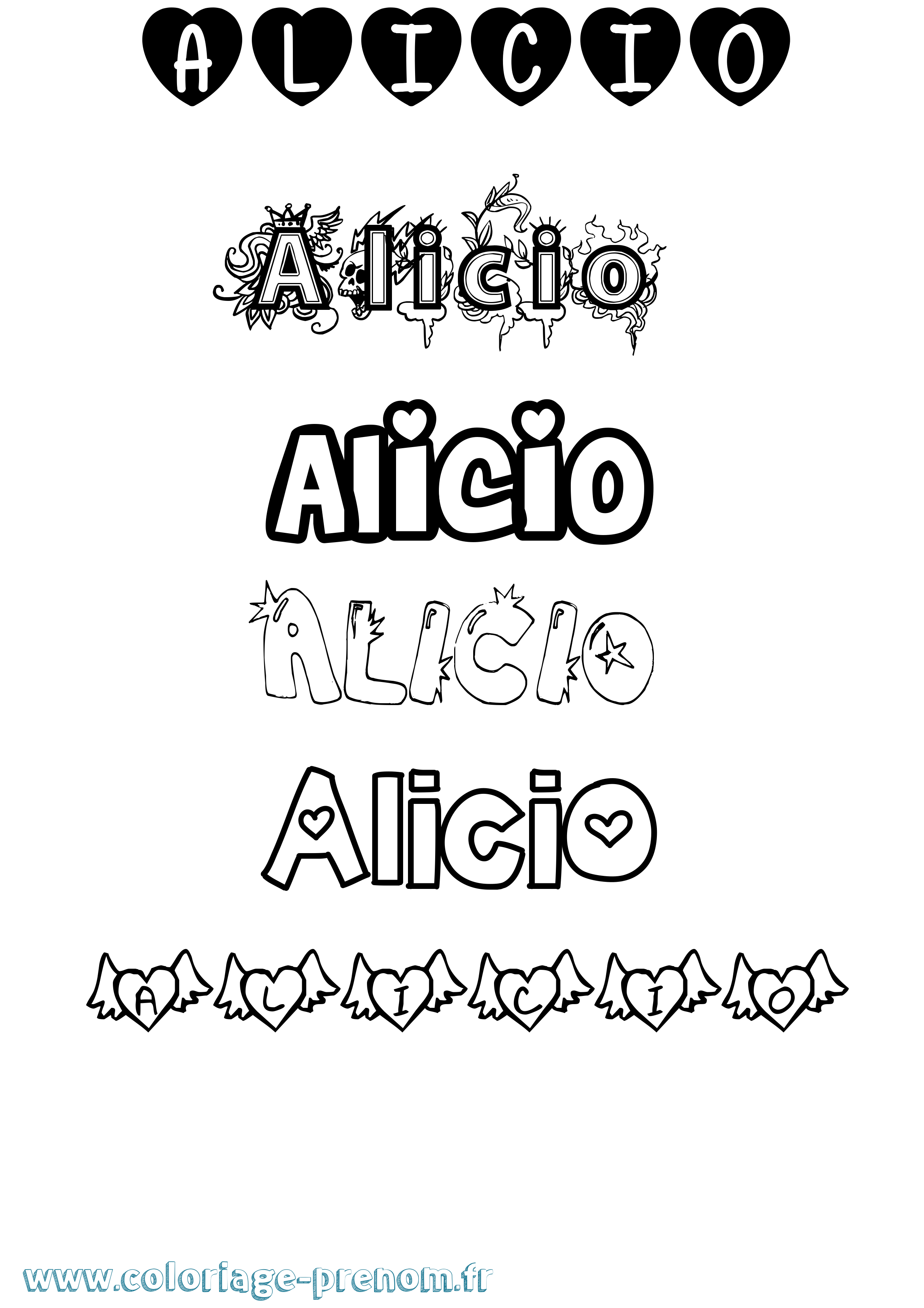 Coloriage prénom Alicio Girly