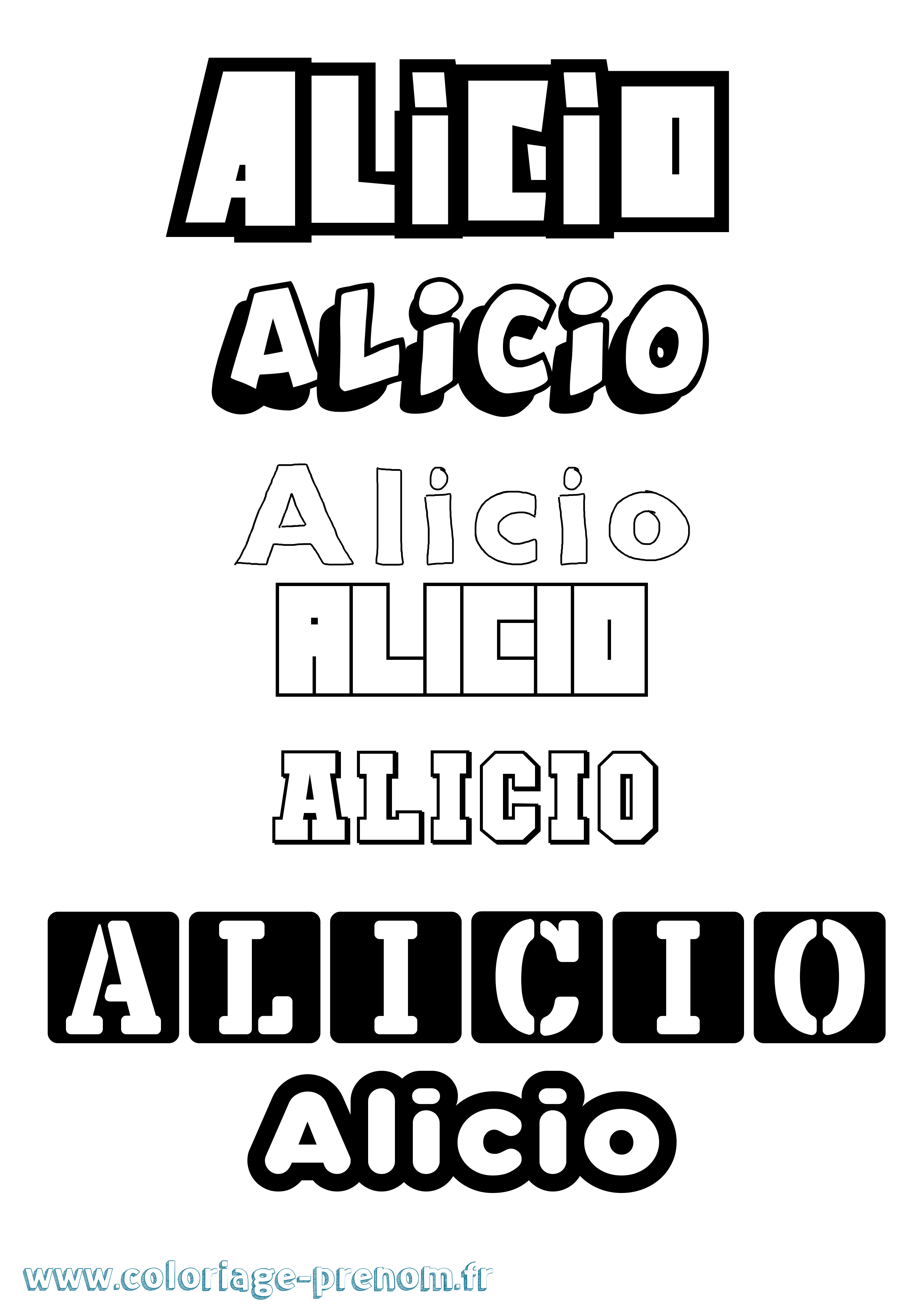 Coloriage prénom Alicio Simple