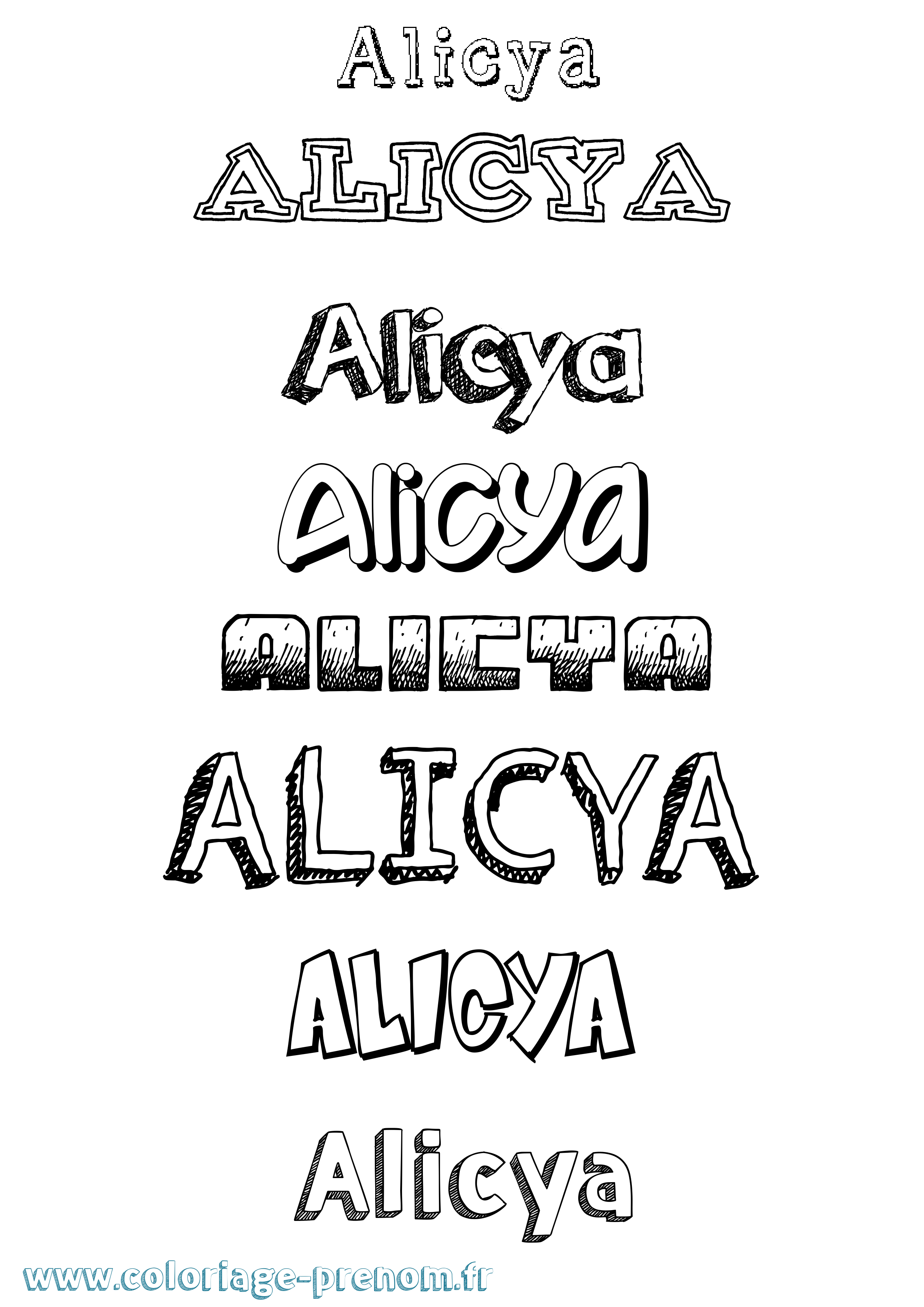 Coloriage prénom Alicya Dessiné