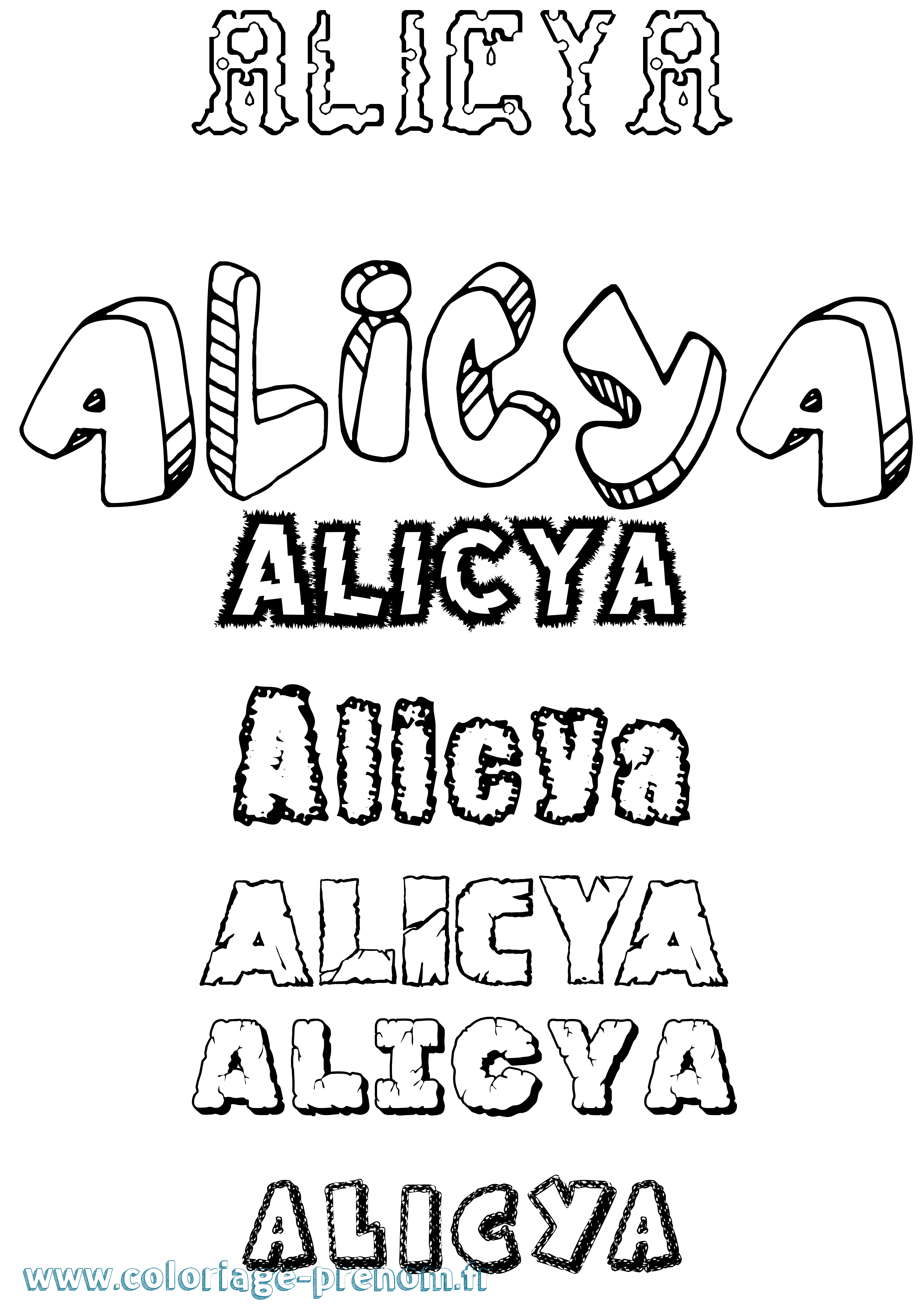 Coloriage prénom Alicya Destructuré