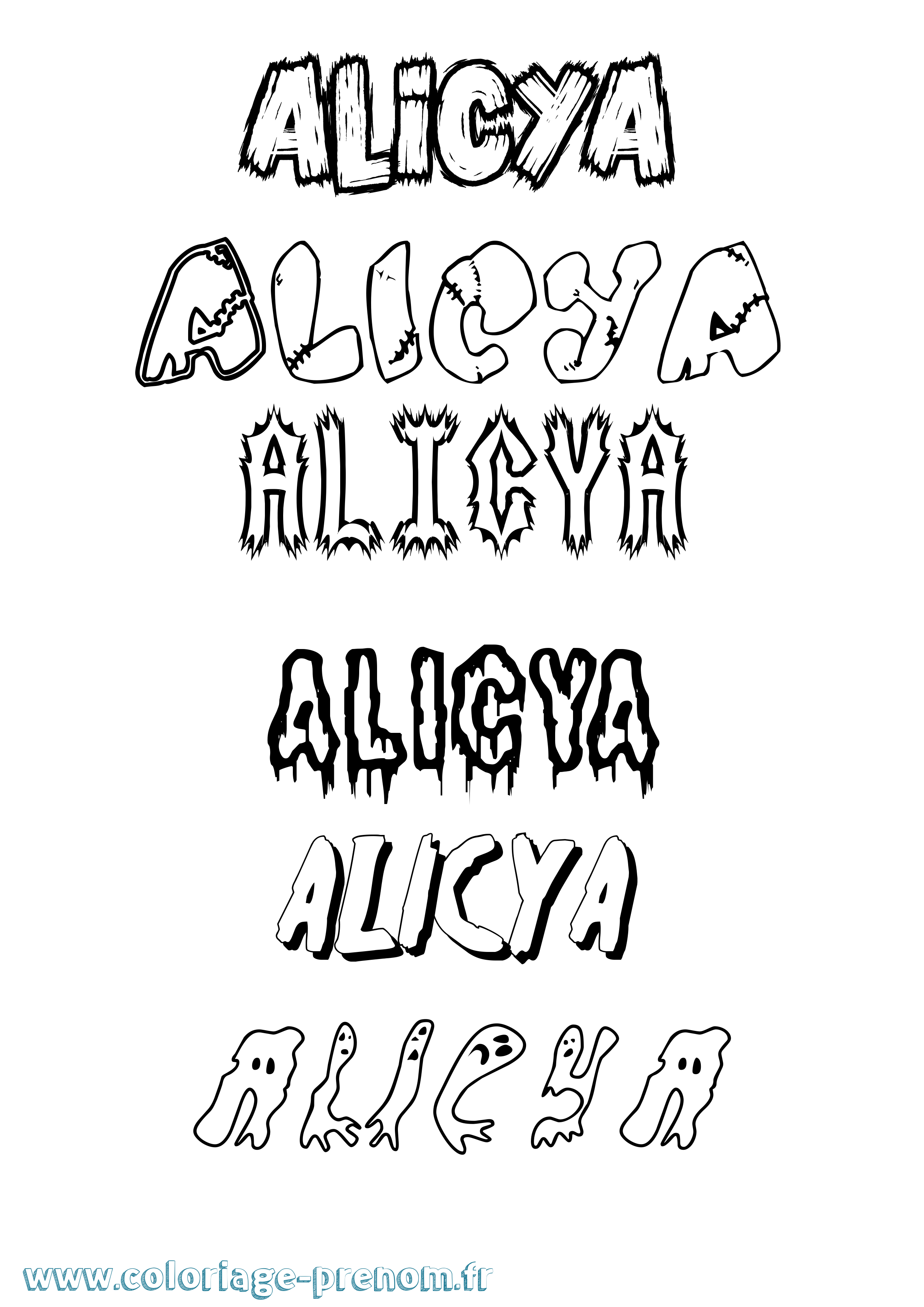 Coloriage prénom Alicya Frisson