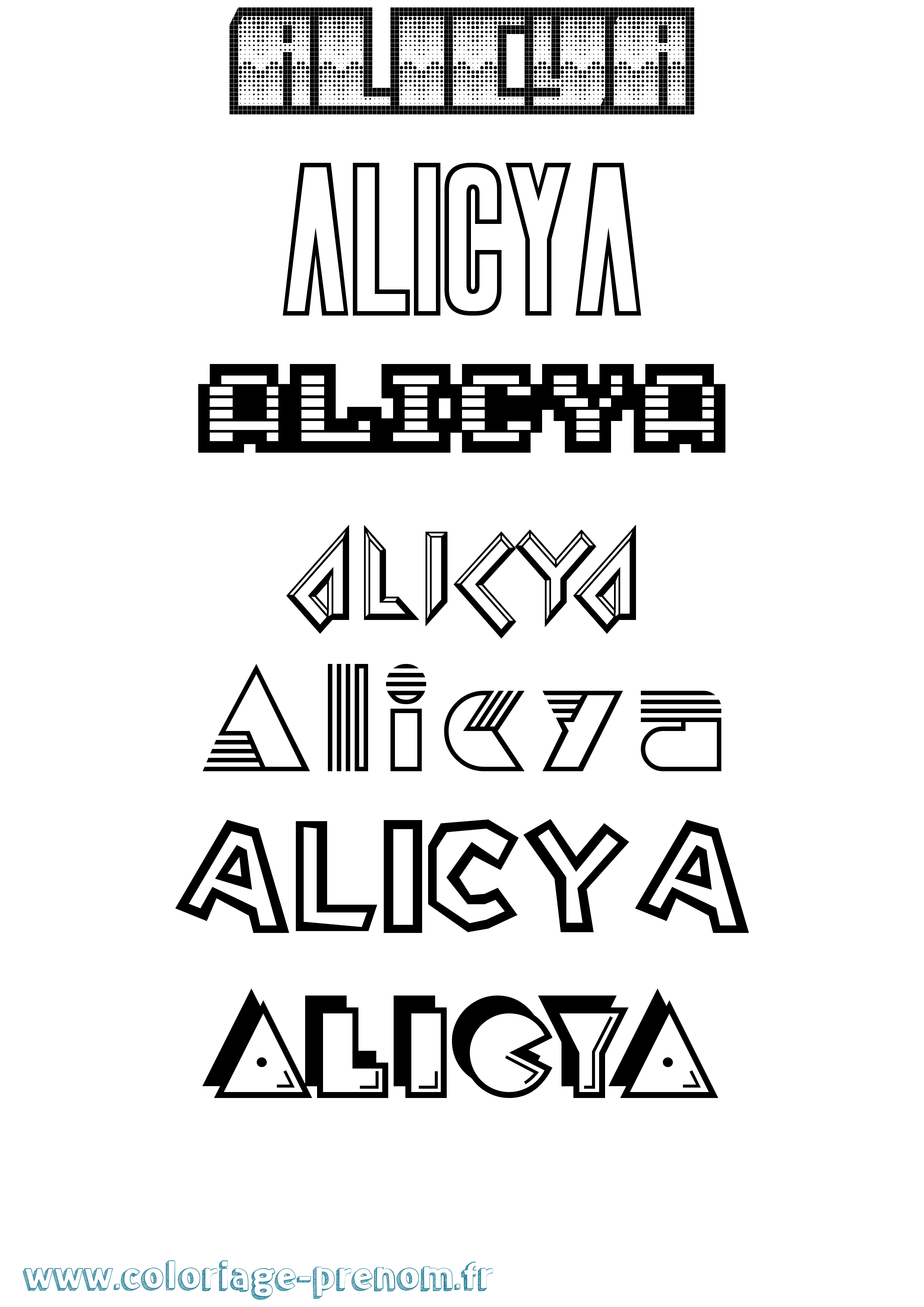 Coloriage prénom Alicya Jeux Vidéos