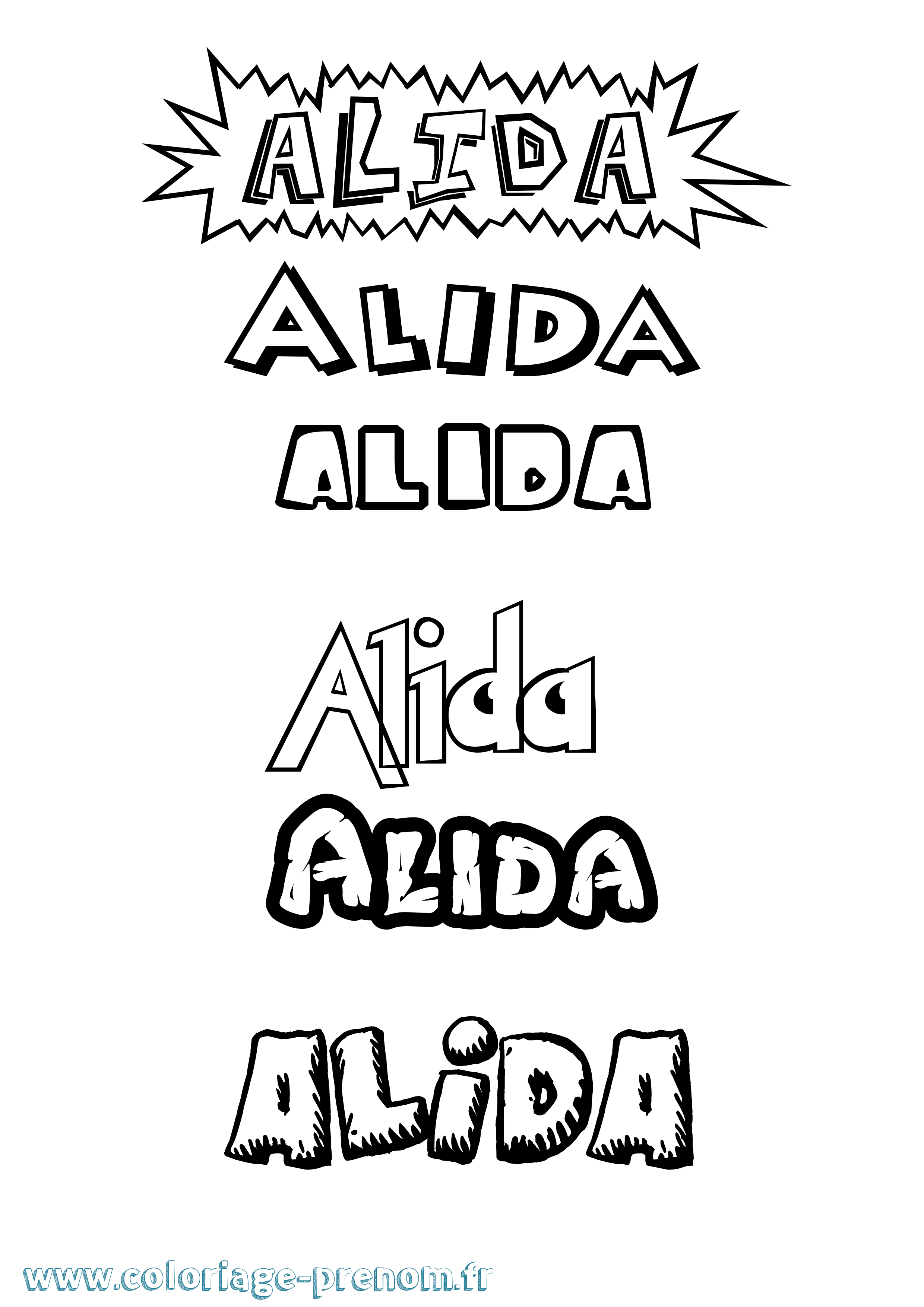 Coloriage prénom Alida Dessin Animé