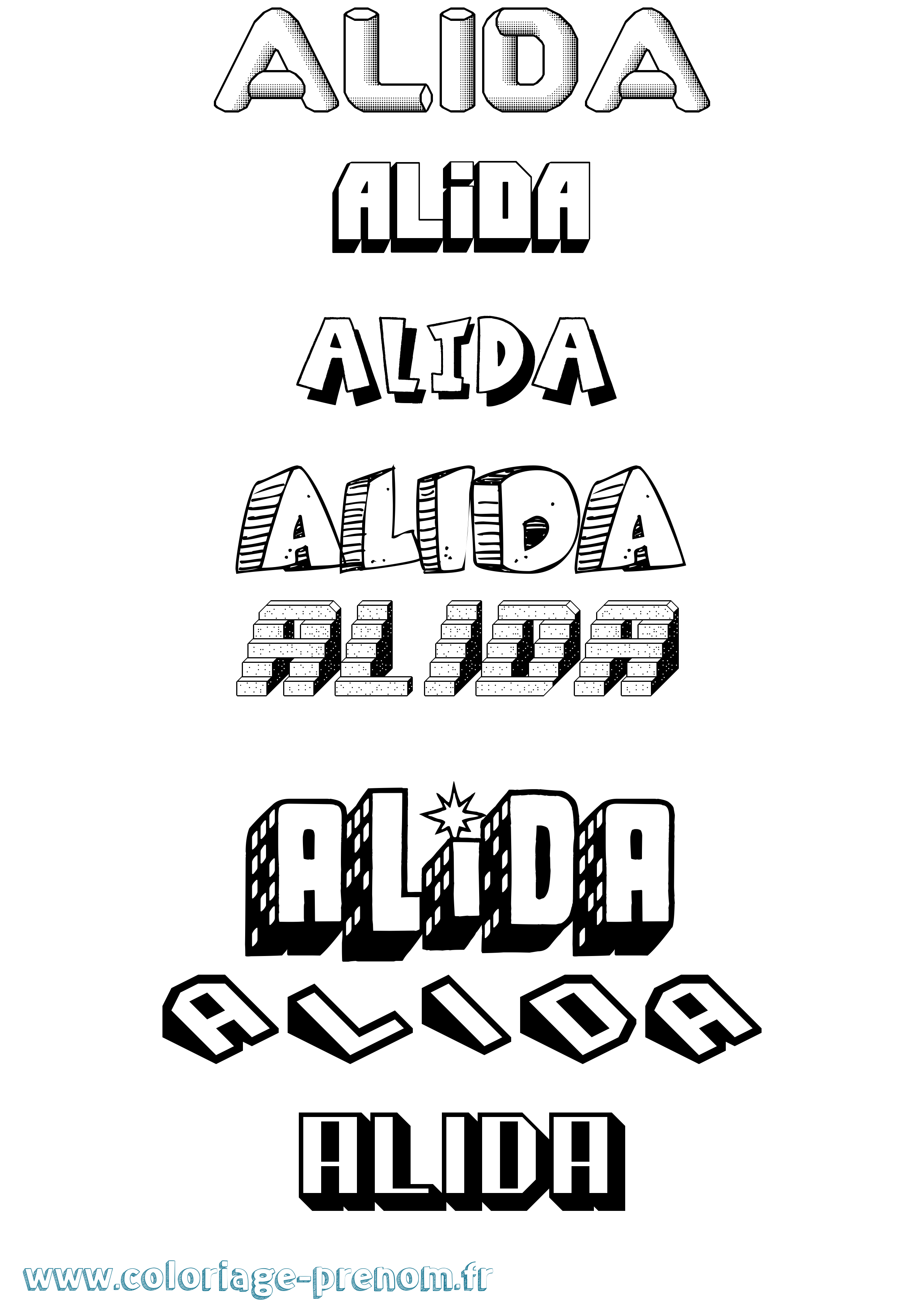 Coloriage prénom Alida Effet 3D