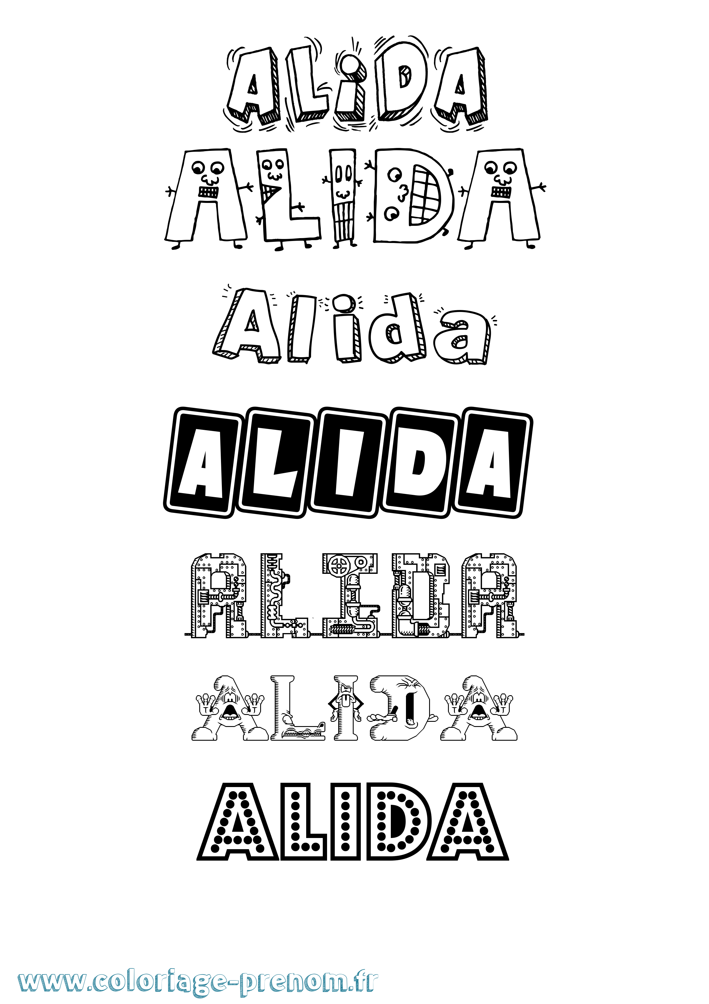 Coloriage prénom Alida Fun