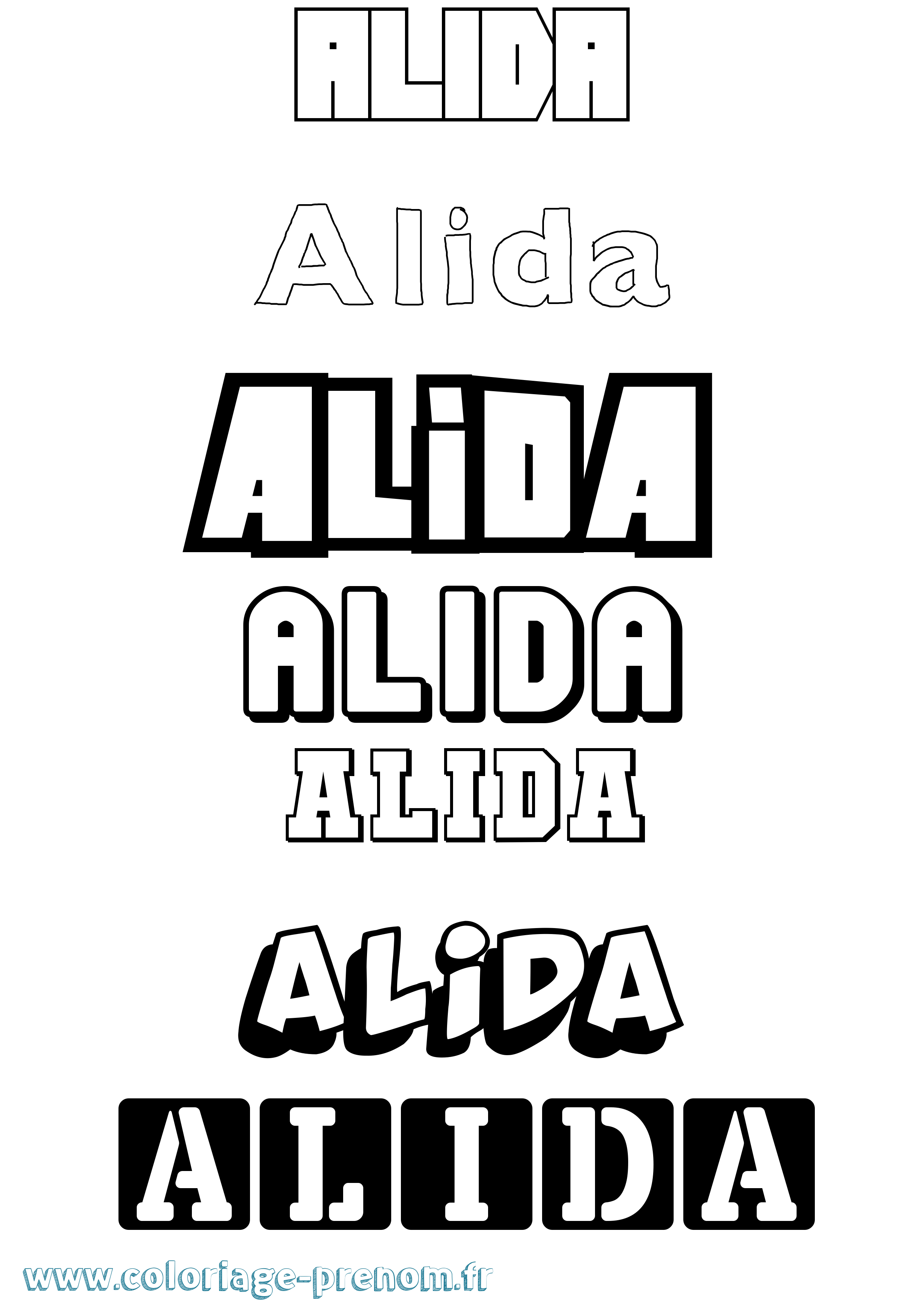 Coloriage prénom Alida Simple