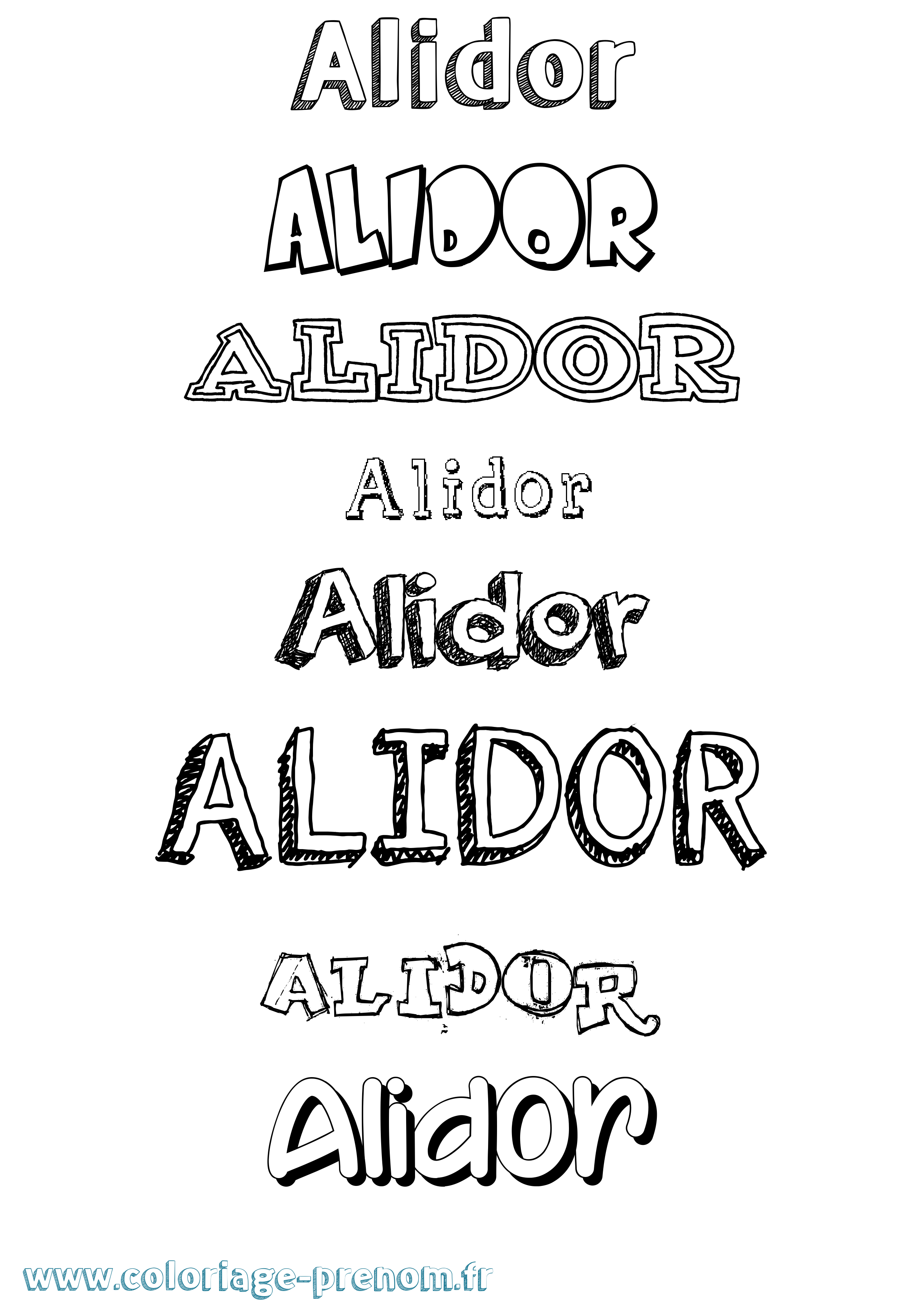 Coloriage prénom Alidor Dessiné
