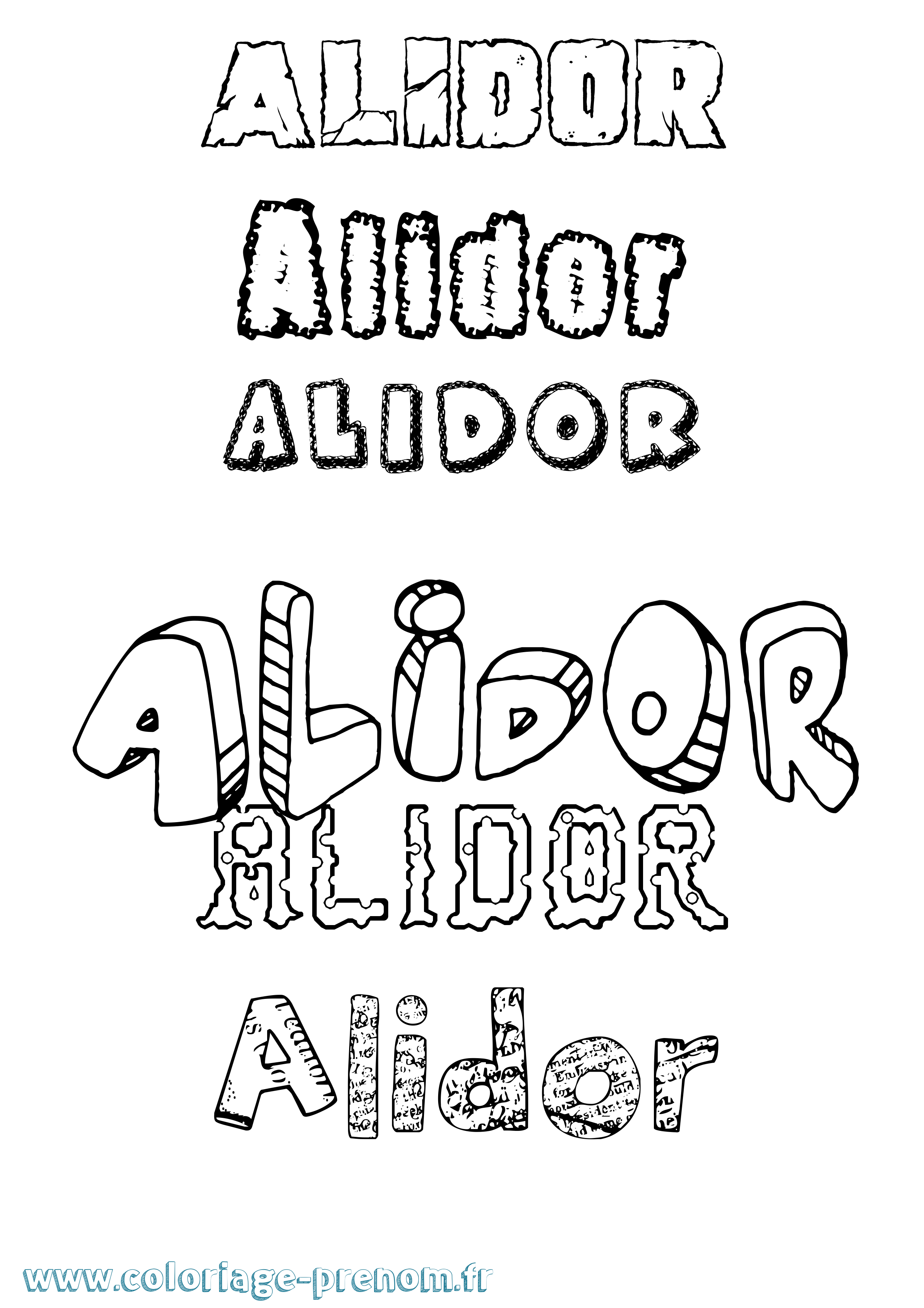 Coloriage prénom Alidor Destructuré