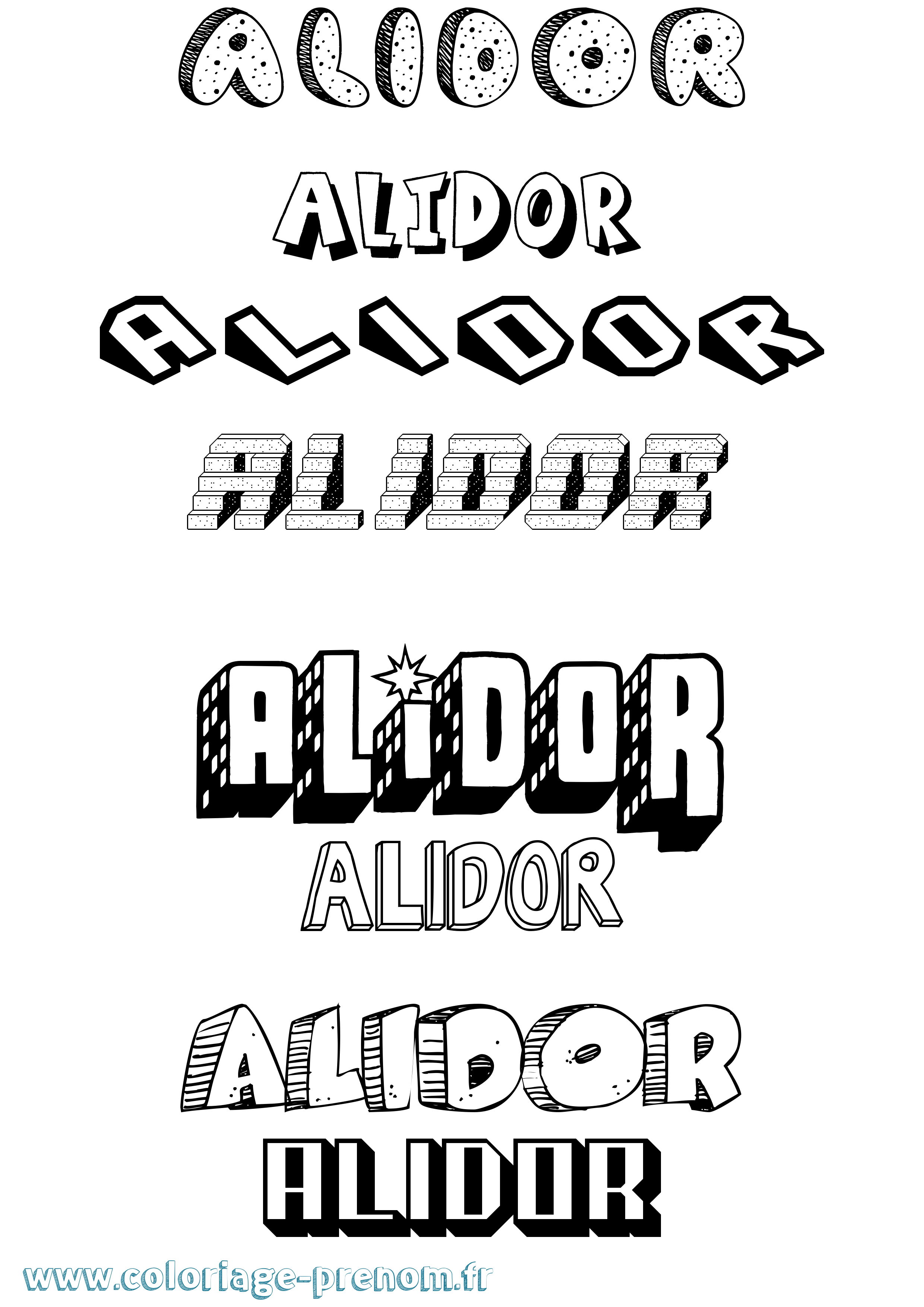 Coloriage prénom Alidor Effet 3D