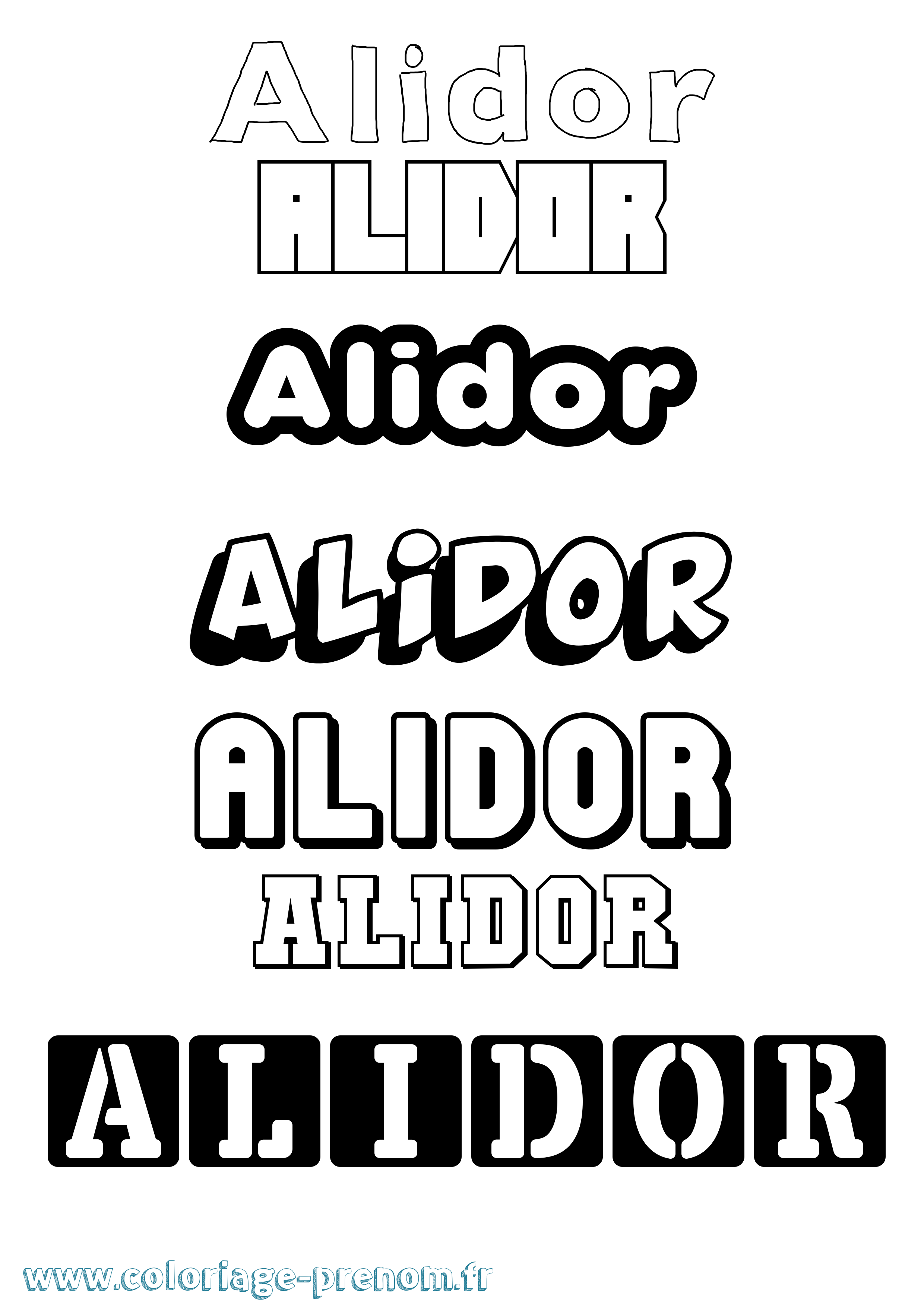 Coloriage prénom Alidor Simple