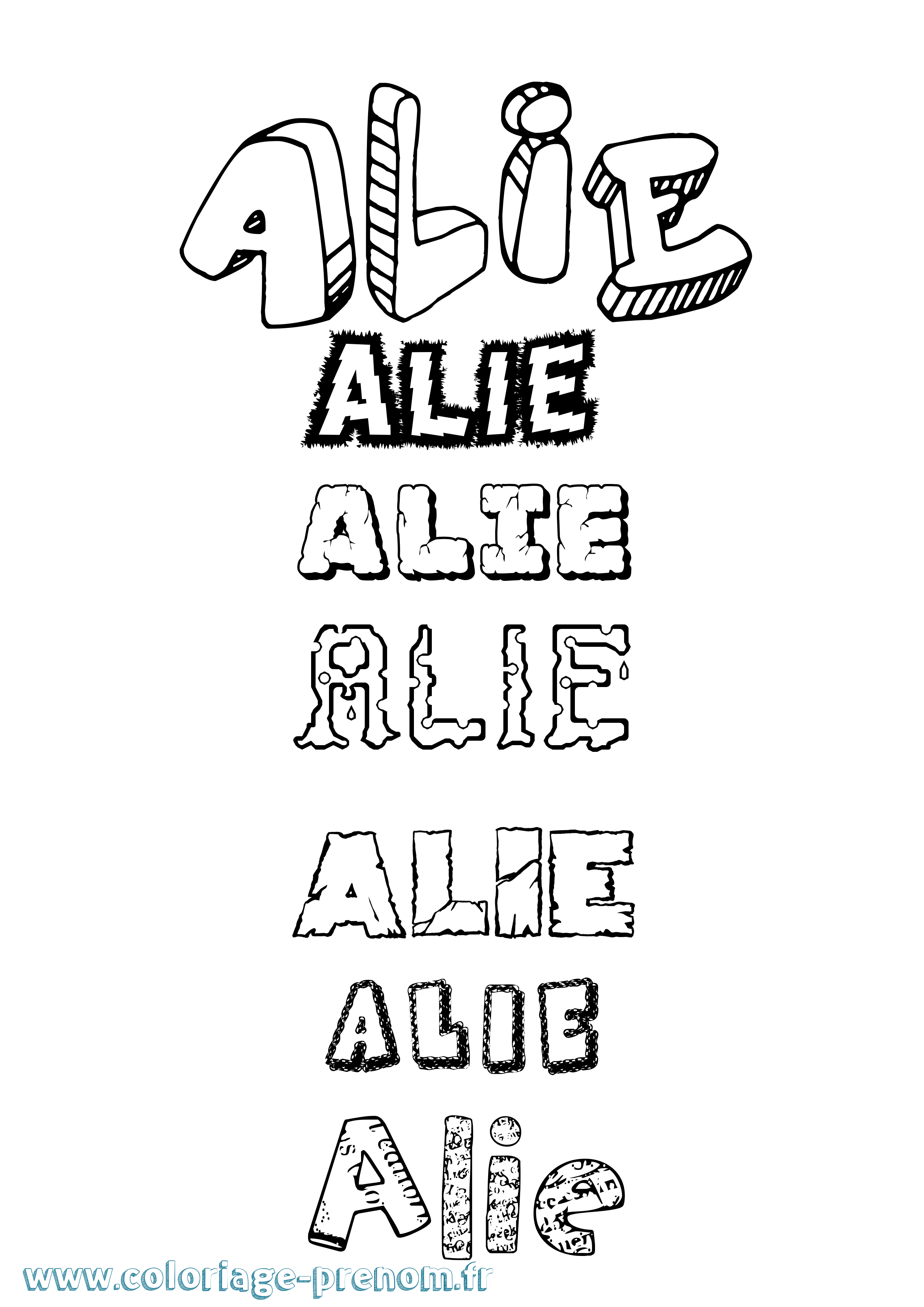 Coloriage Alie Destructuré Coloriage prénom Alie Destructuré