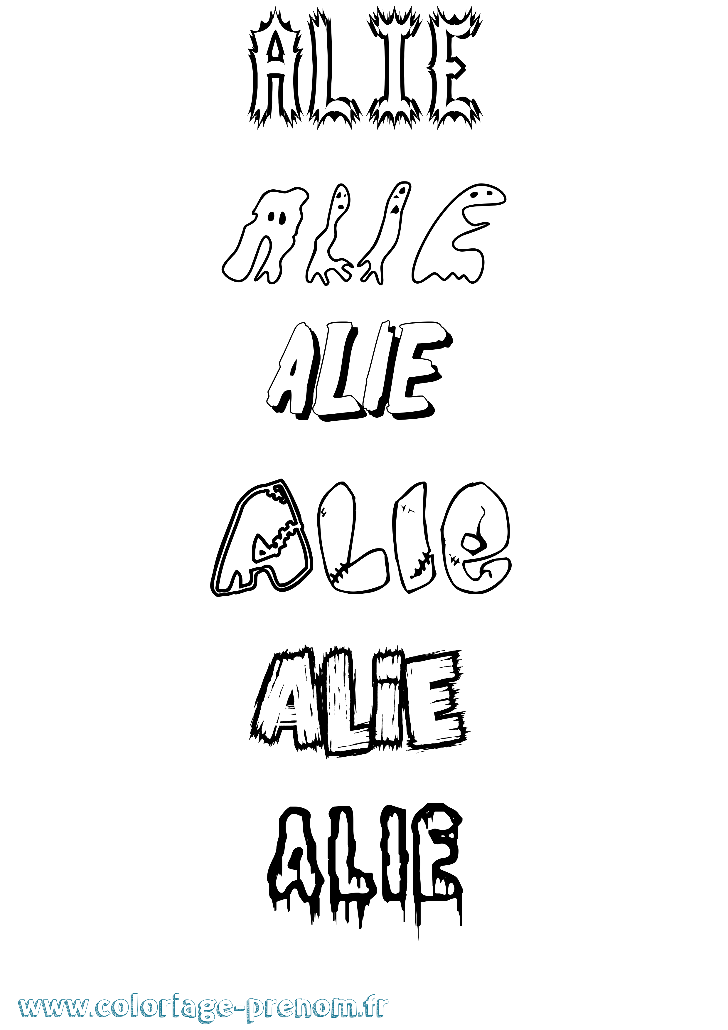 Coloriage Alie Frisson Coloriage prénom Alie Frisson