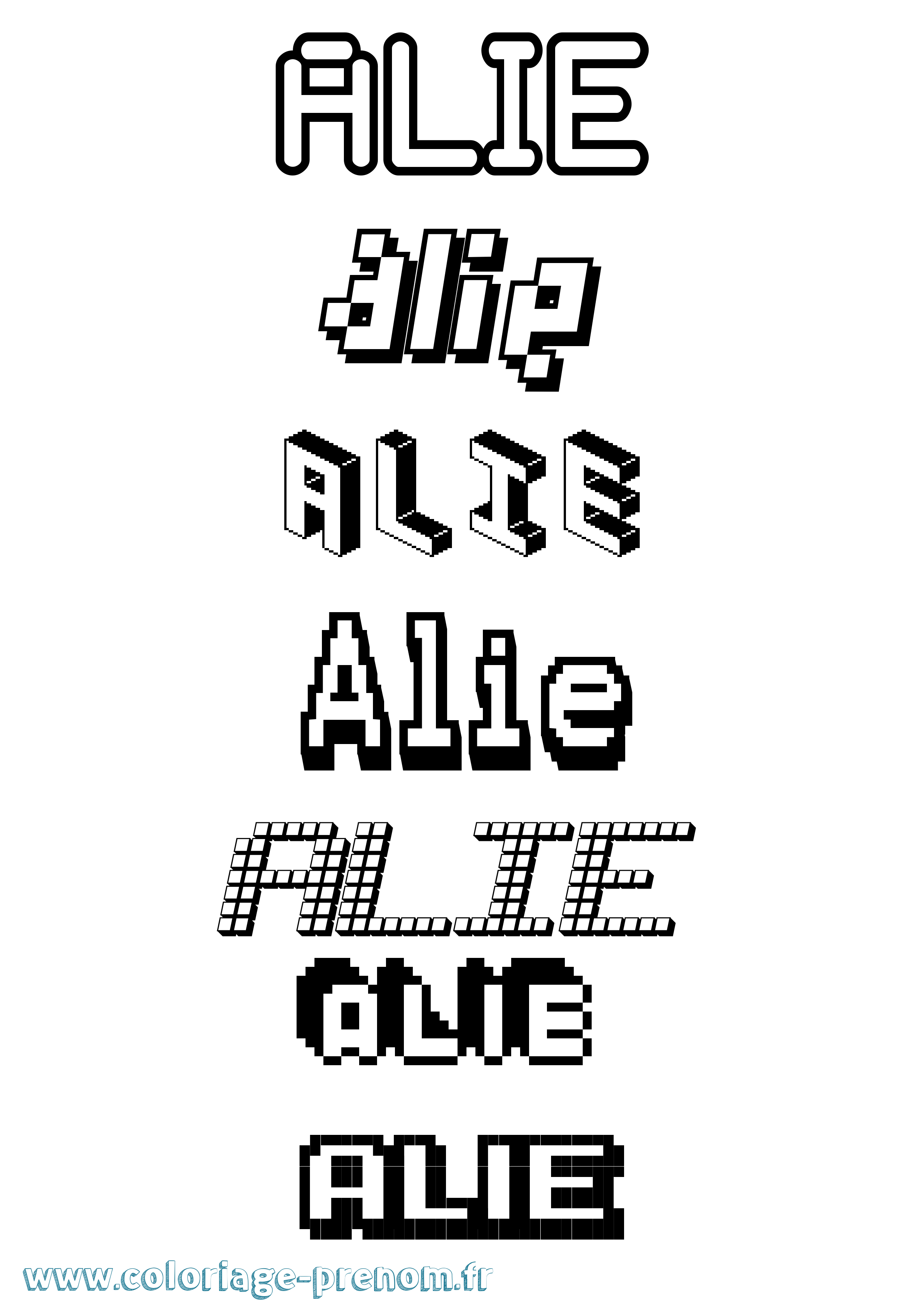 Coloriage Alie Pixel Coloriage prénom Alie Pixel