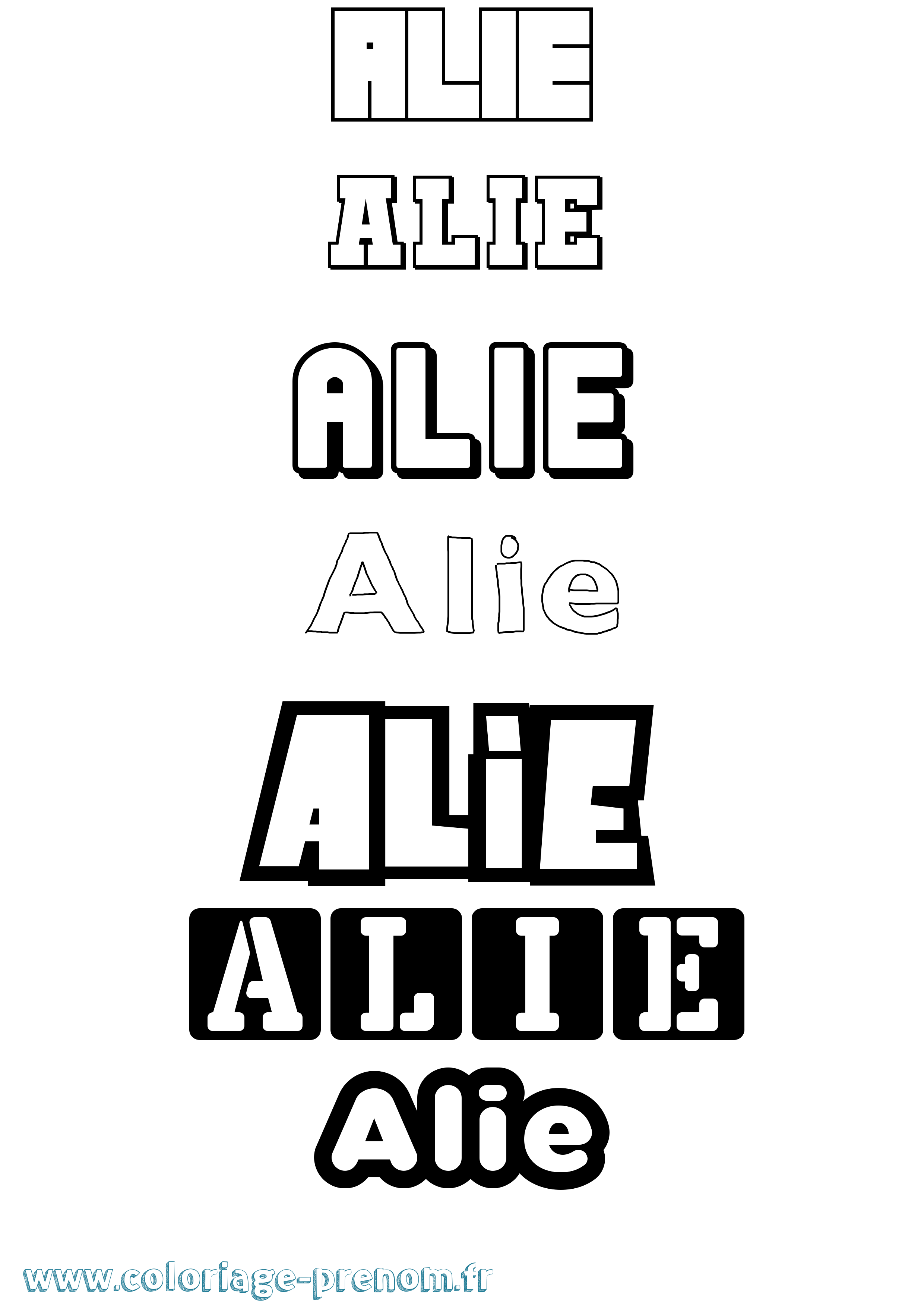 Coloriage prénom Alie Simple