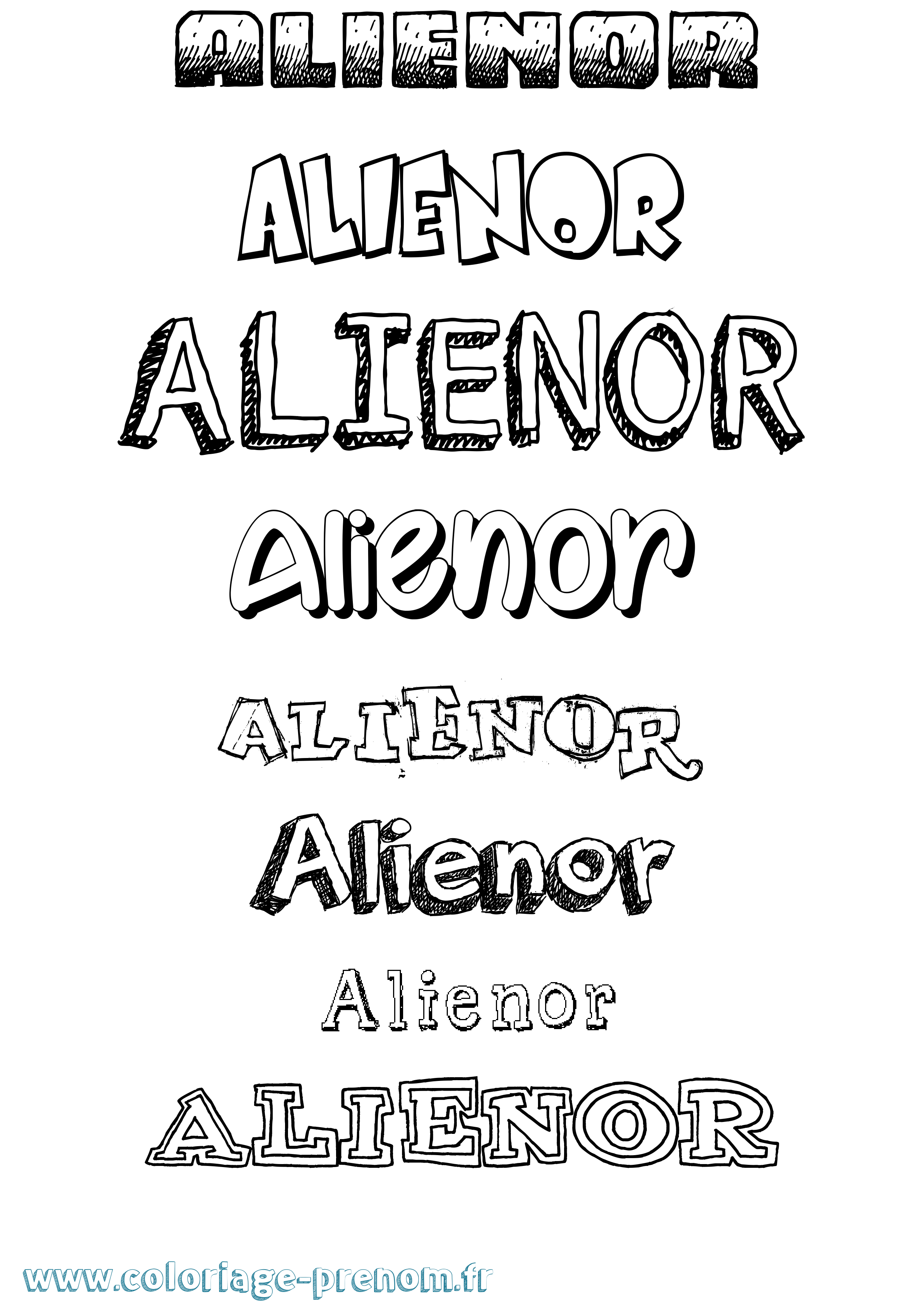 Coloriage prénom Alienor