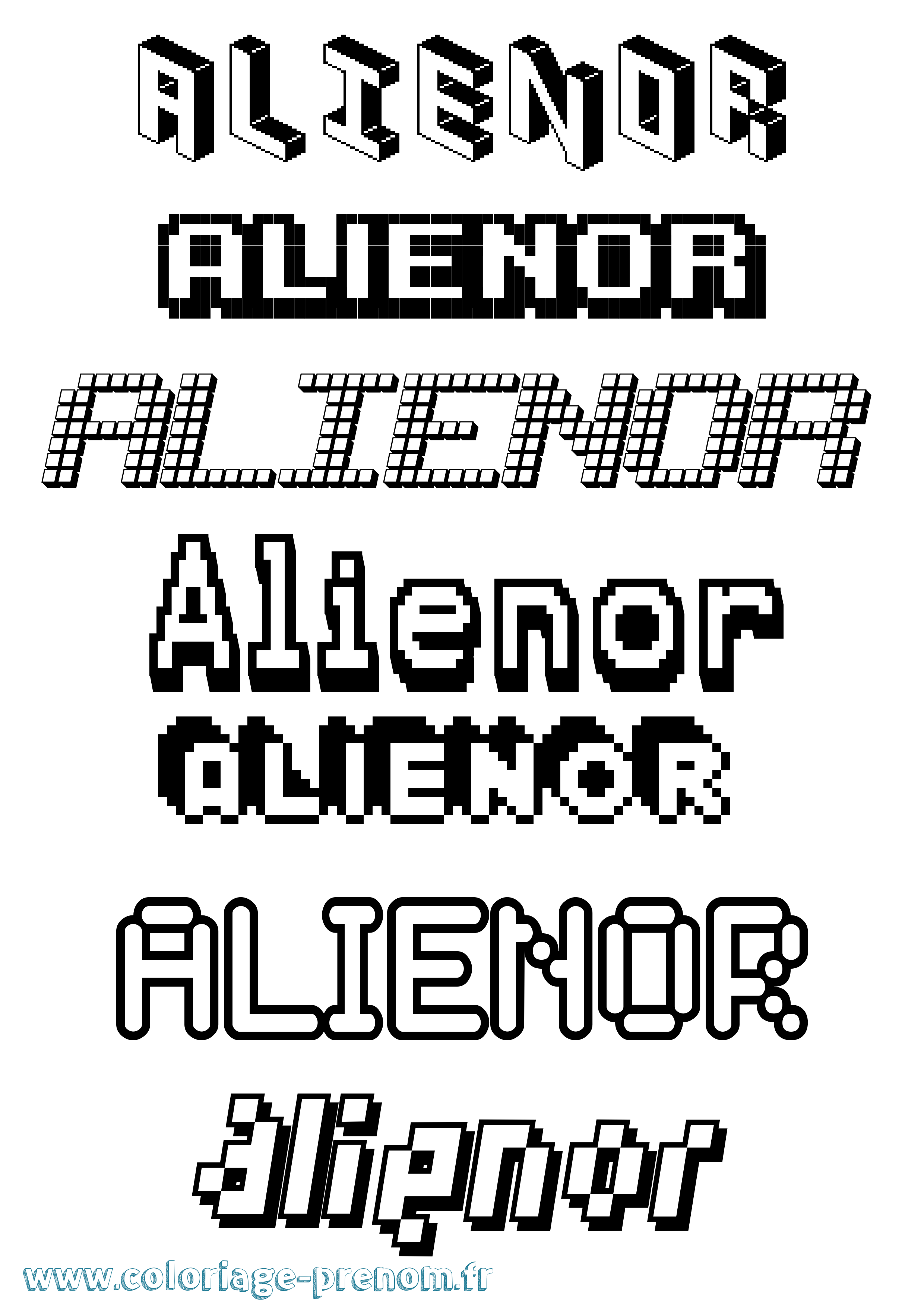 Coloriage prénom Alienor