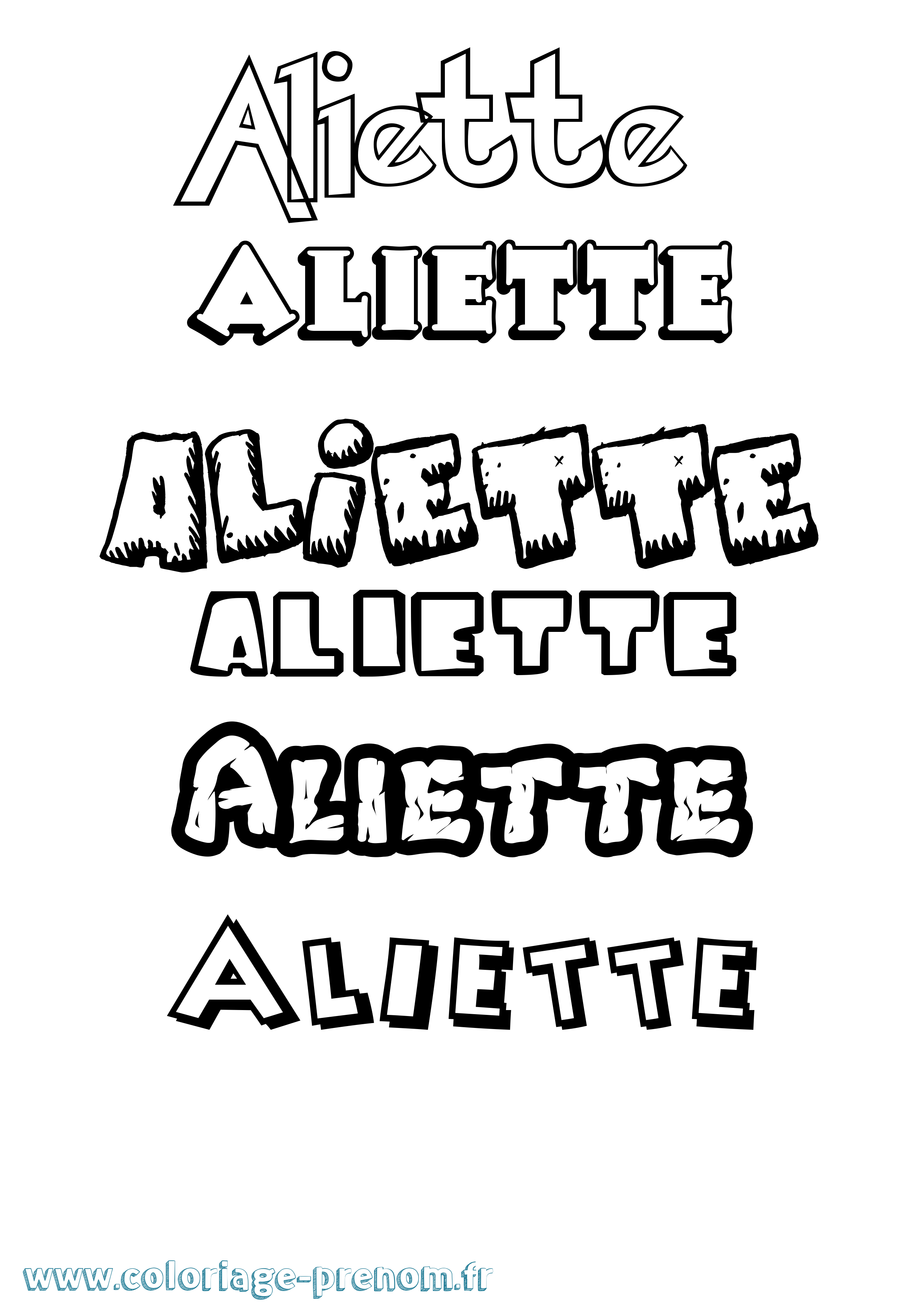 Coloriage prénom Aliette Dessin Animé