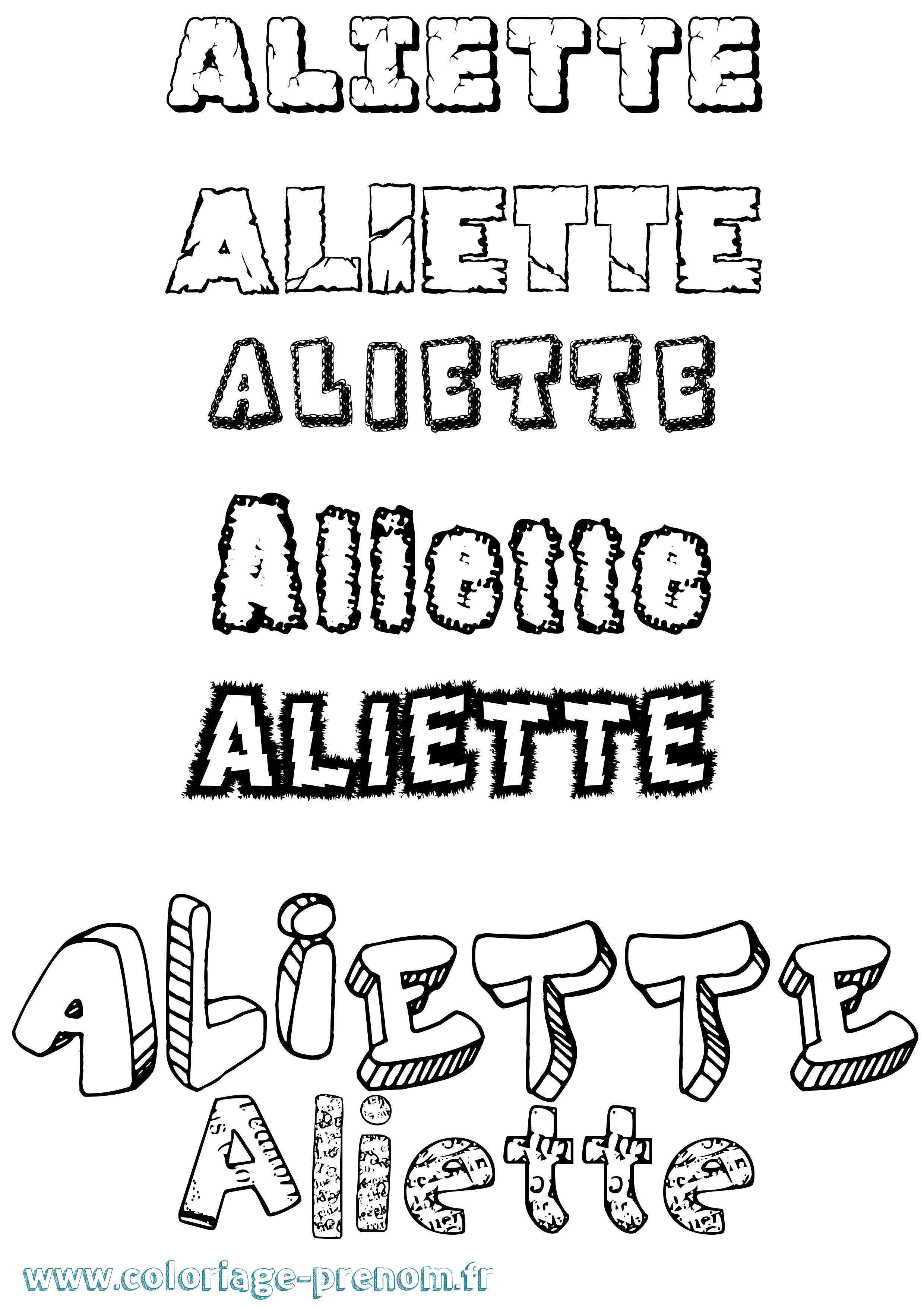 Coloriage prénom Aliette Destructuré
