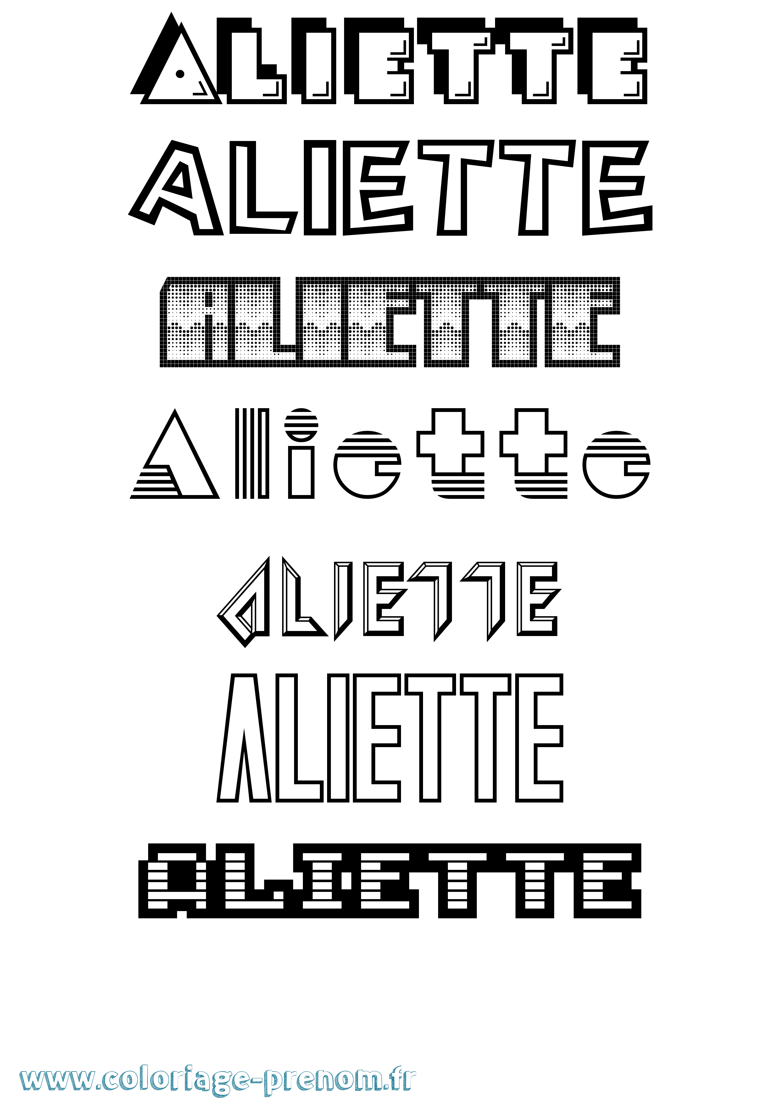 Coloriage prénom Aliette Jeux Vidéos
