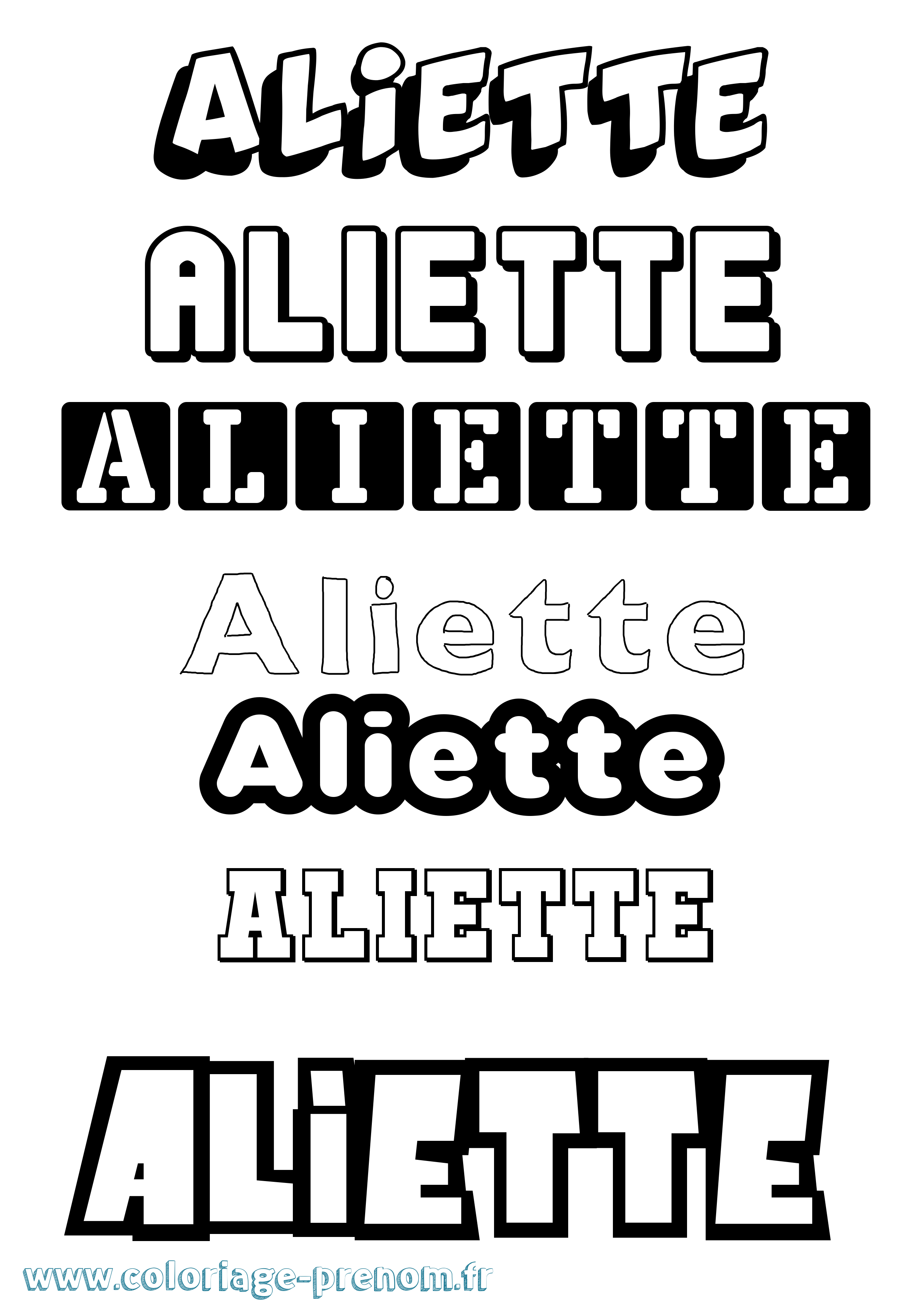 Coloriage prénom Aliette Simple
