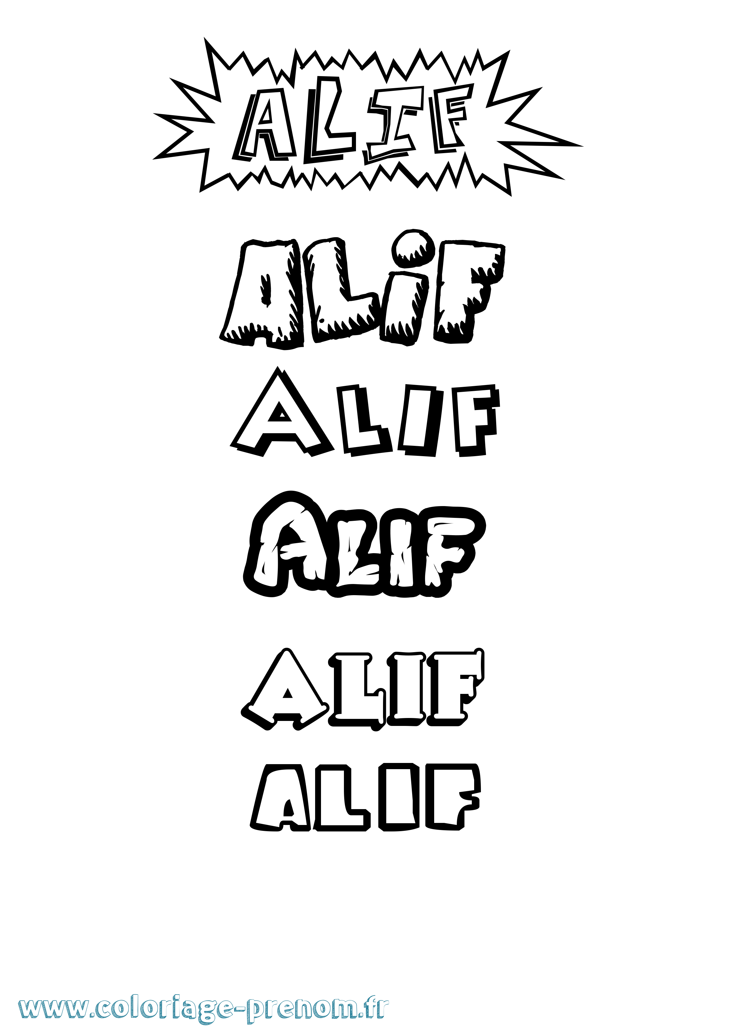 Coloriage Alif Dessin Animé Coloriage prénom Alif Dessin Animé
