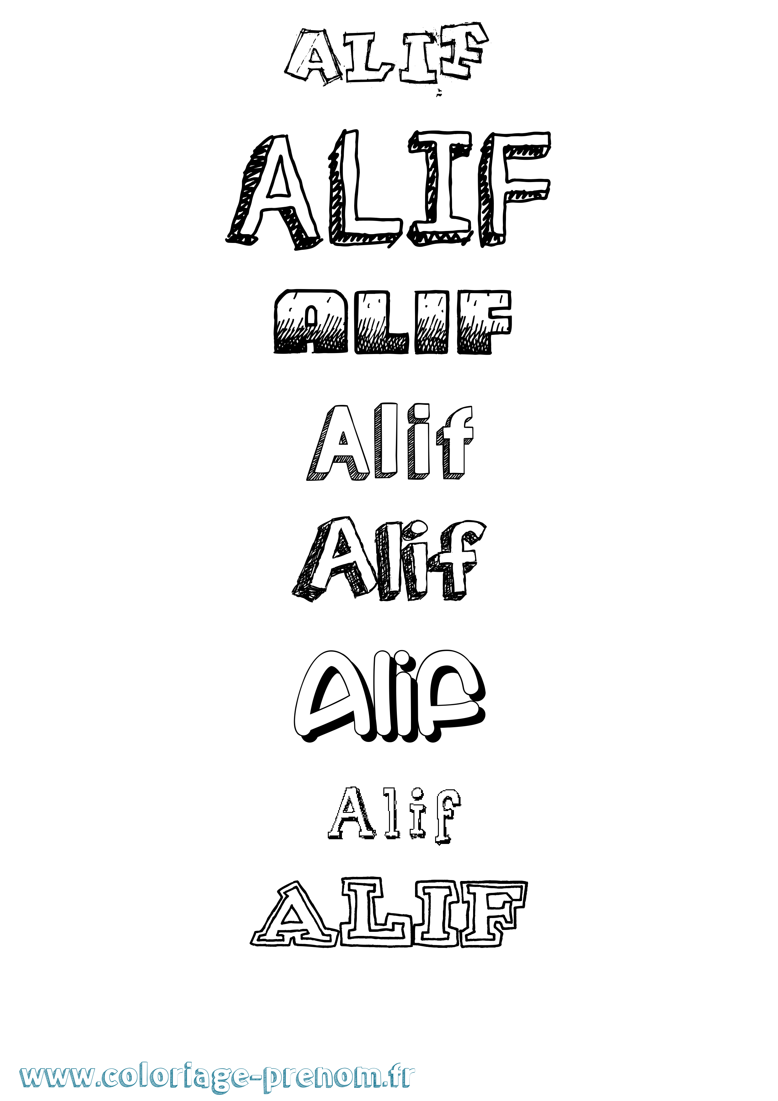 Coloriage Alif Dessiné Coloriage prénom Alif Dessiné