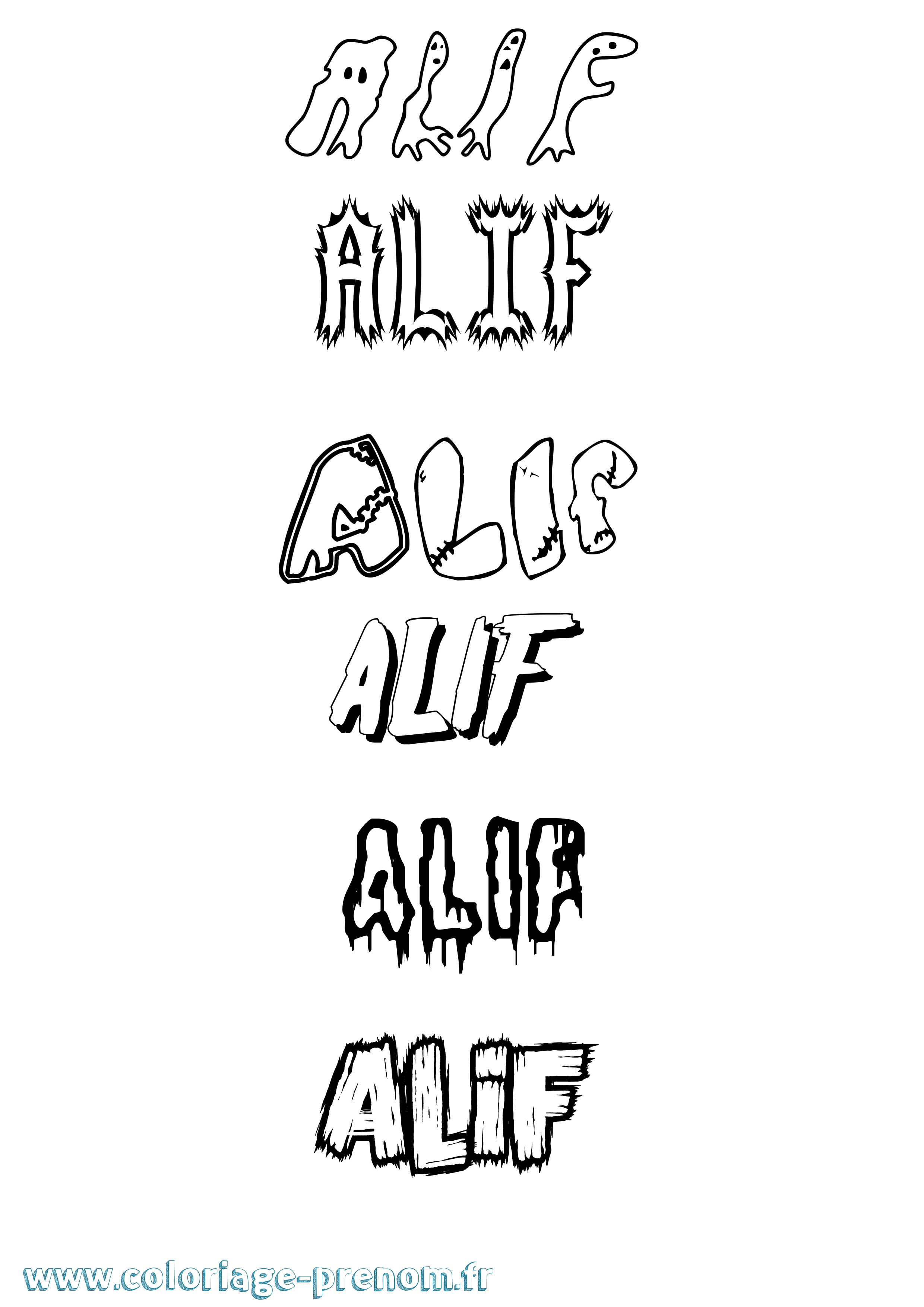 Coloriage Alif Frisson Coloriage prénom Alif Frisson