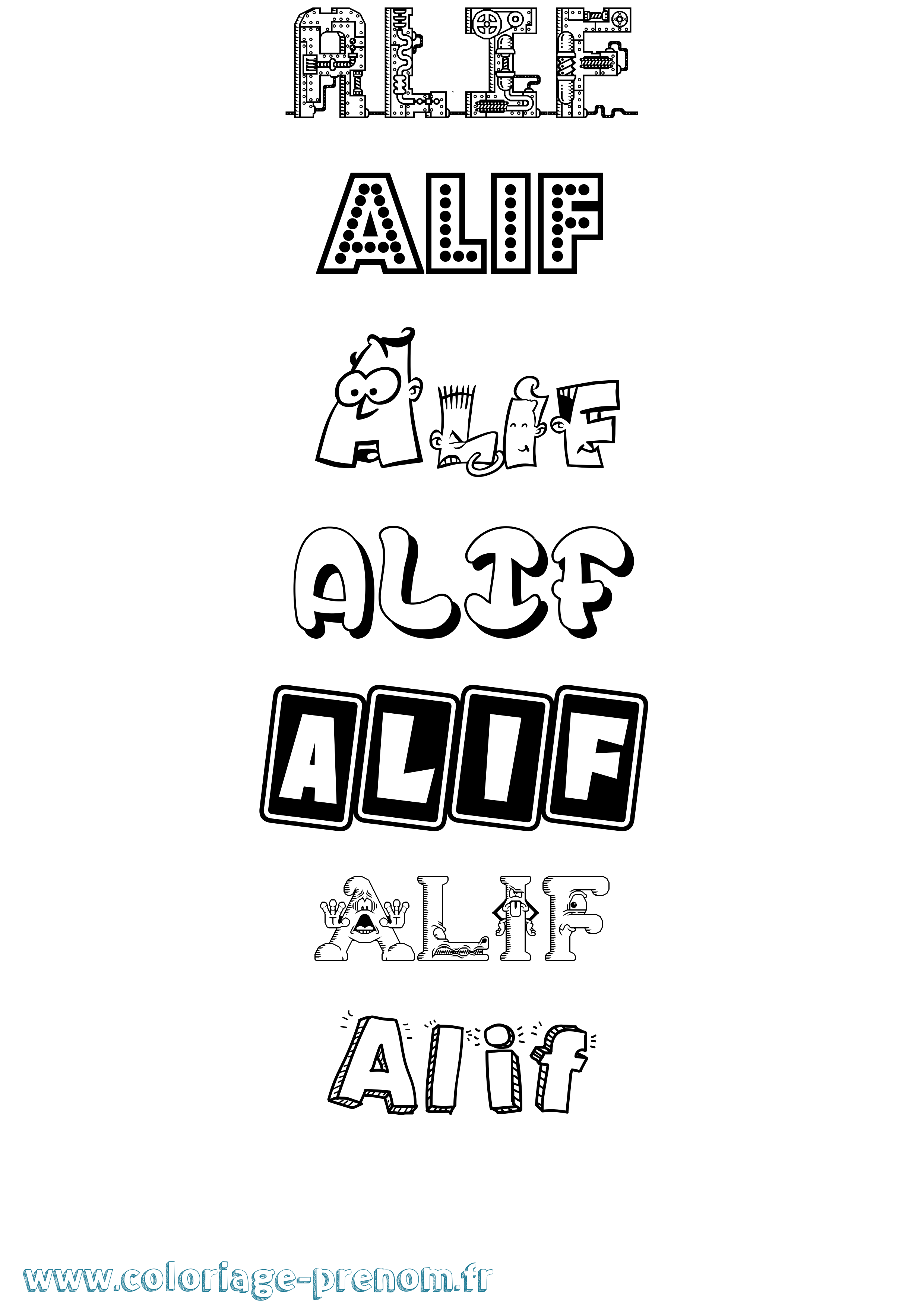 Coloriage Alif Fun Coloriage prénom Alif Fun