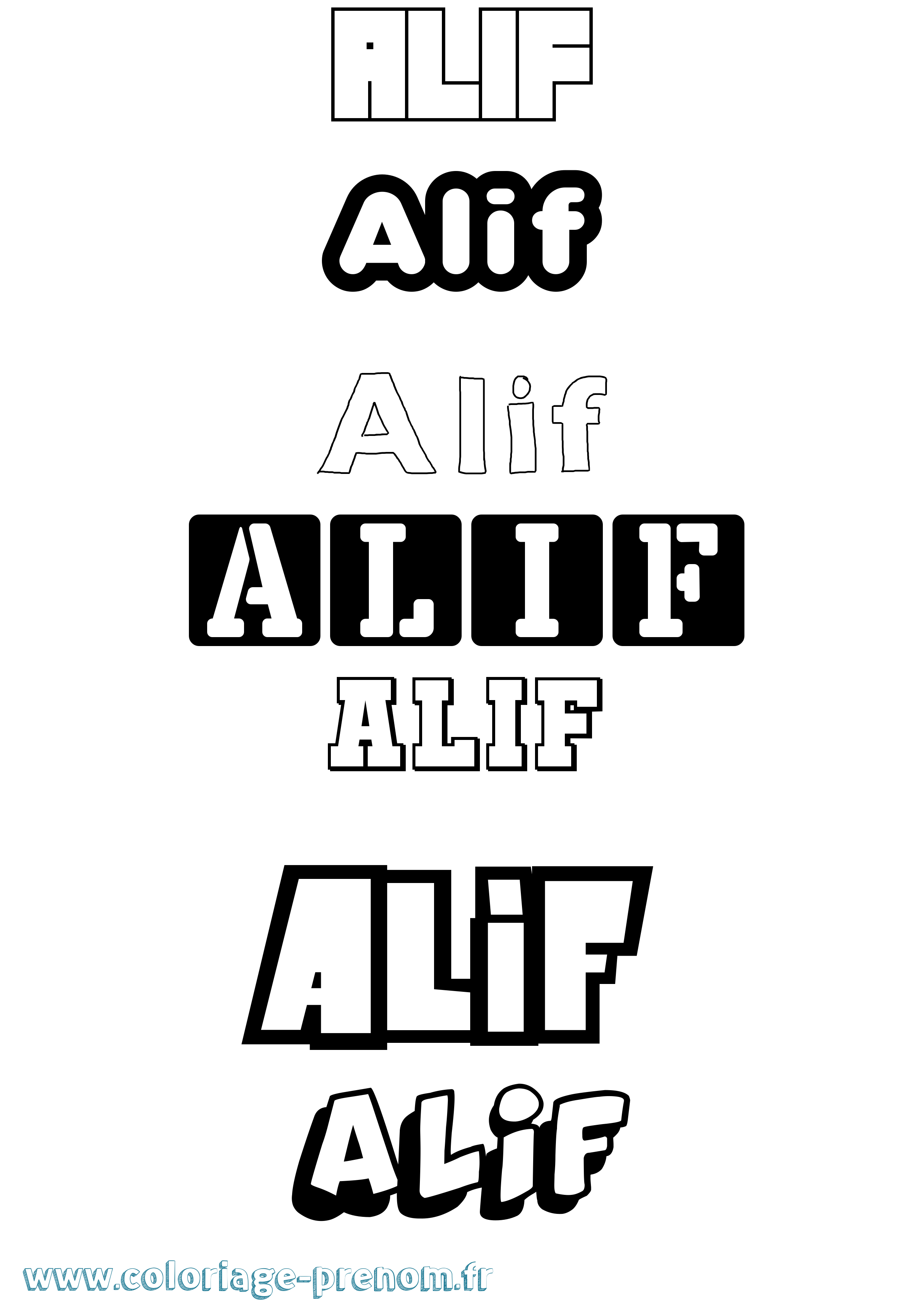 Coloriage Alif Simple Coloriage prénom Alif Simple