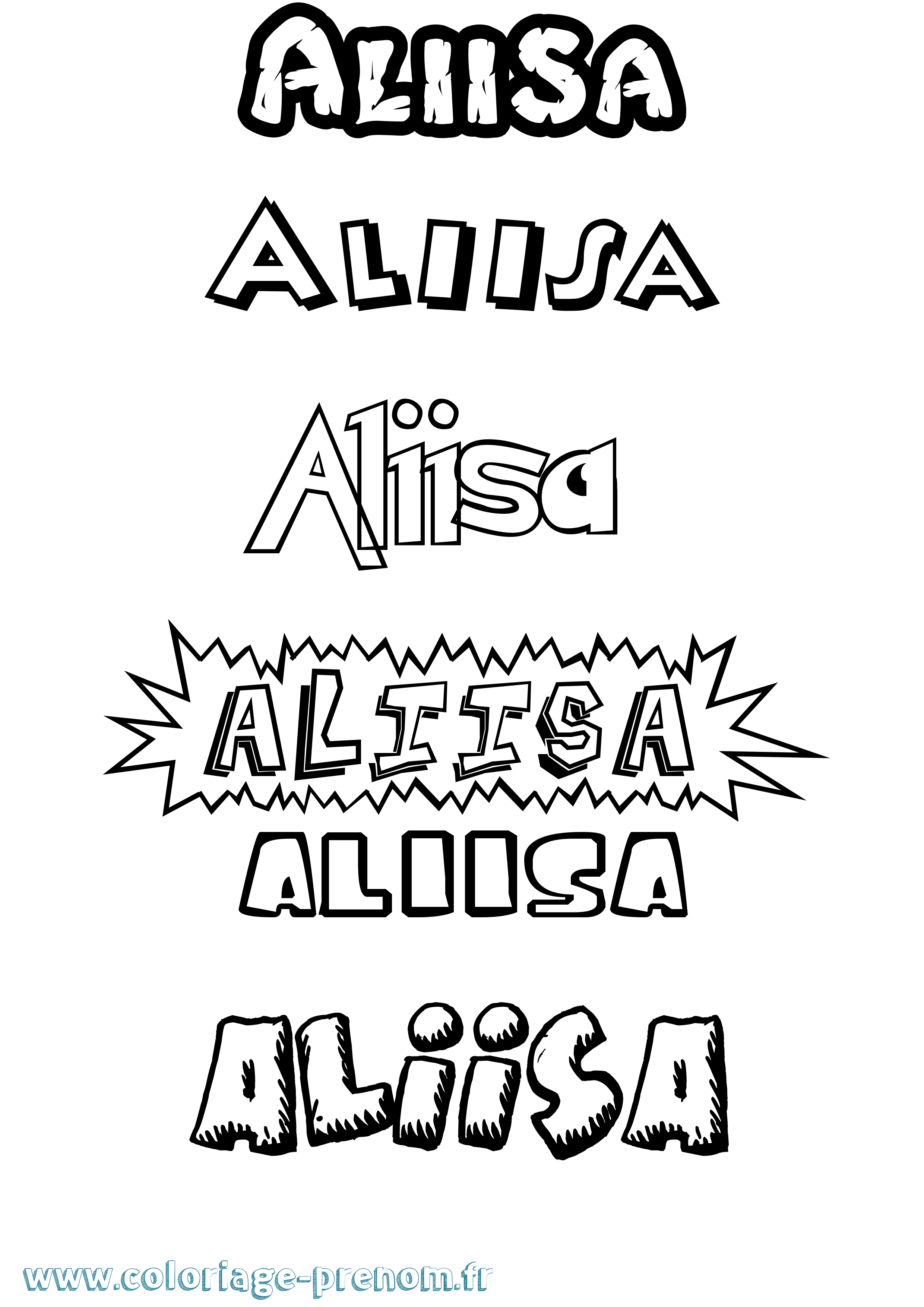 Coloriage prénom Aliisa Dessin Animé