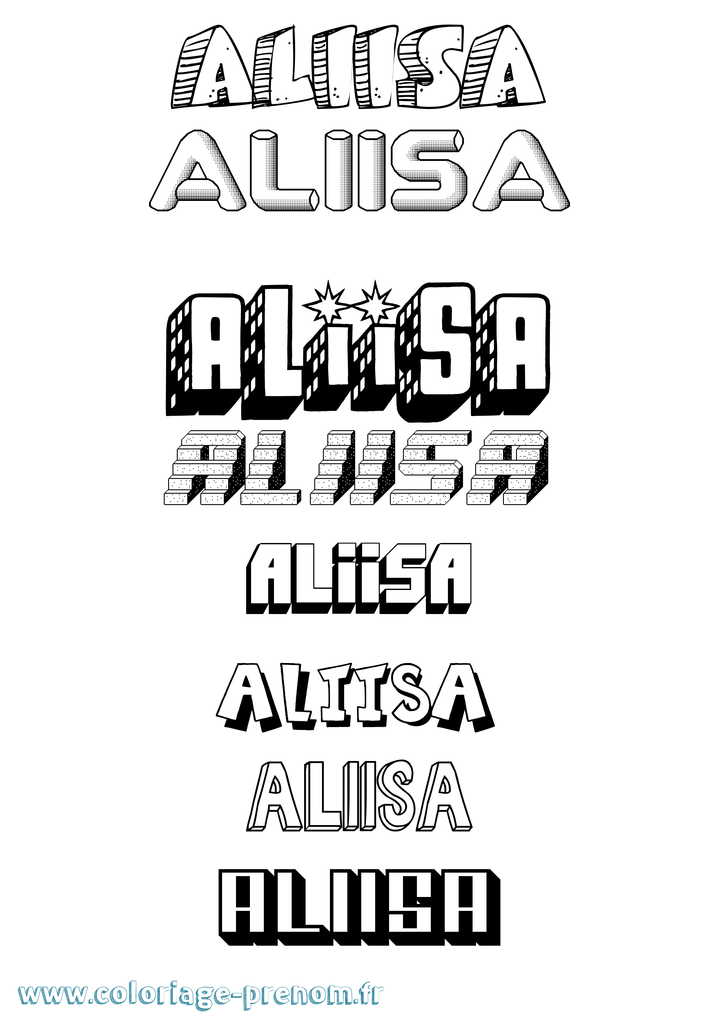 Coloriage prénom Aliisa Effet 3D