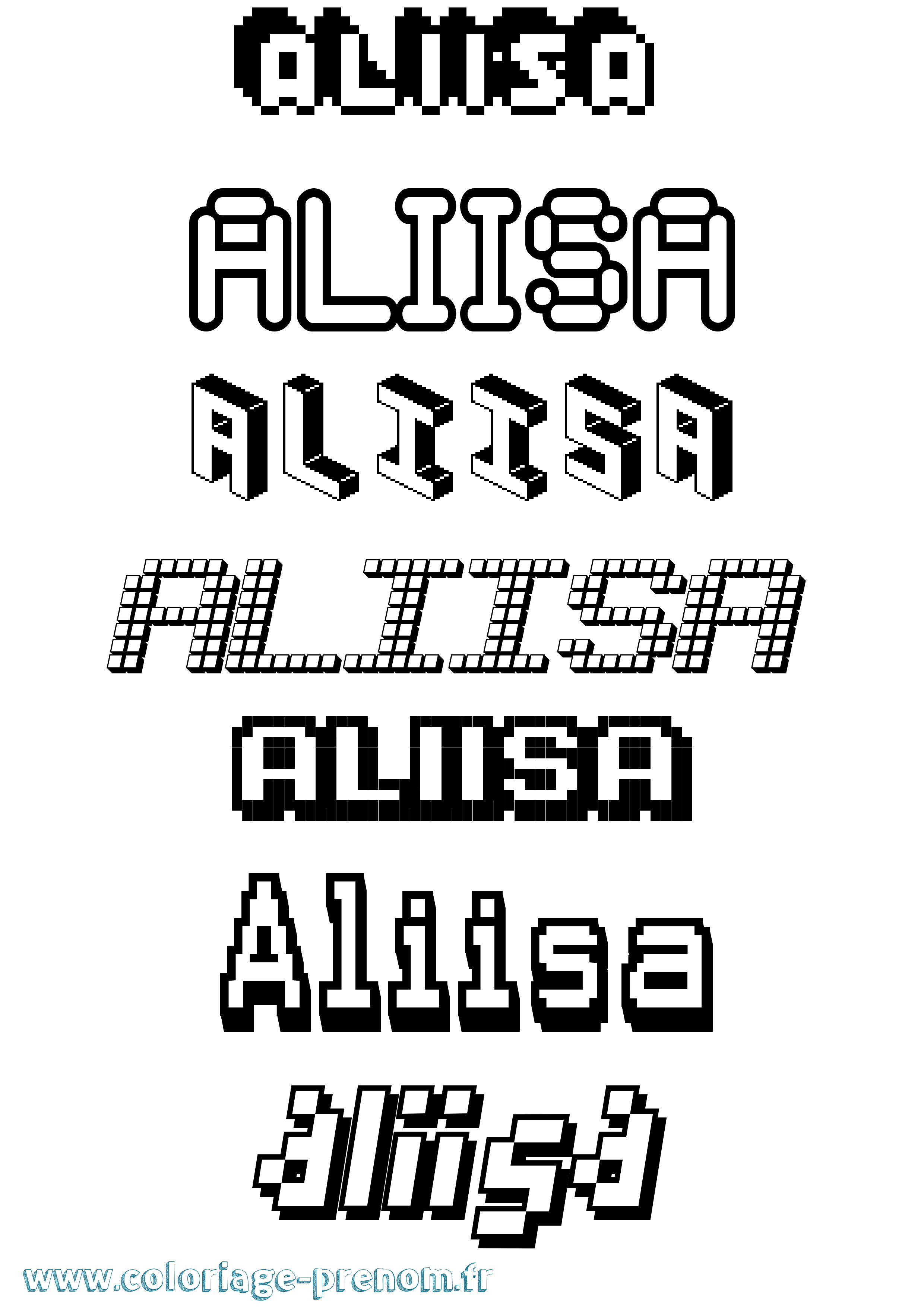 Coloriage prénom Aliisa Pixel