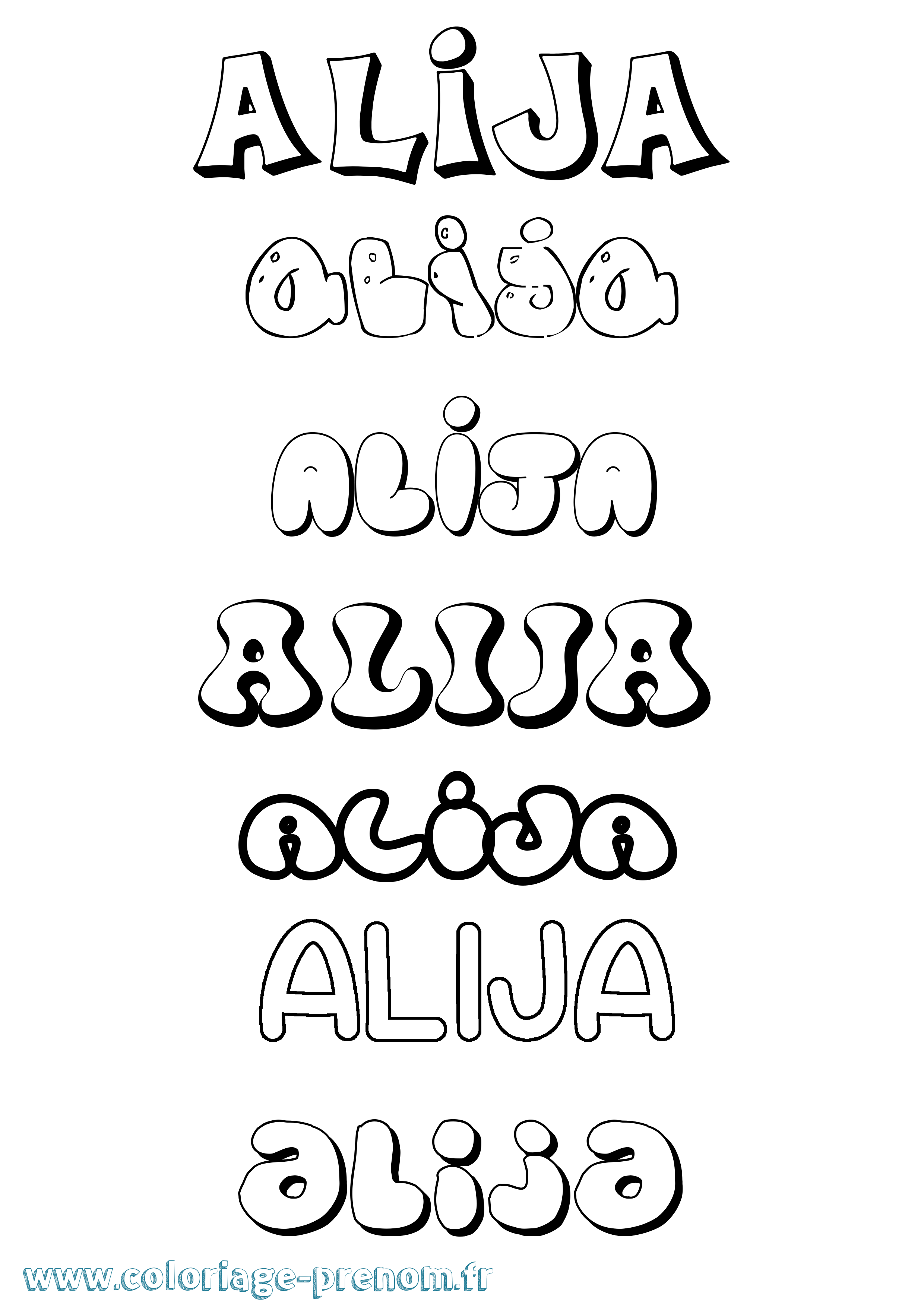 Coloriage Alija Bubble Coloriage prénom Alija Bubble