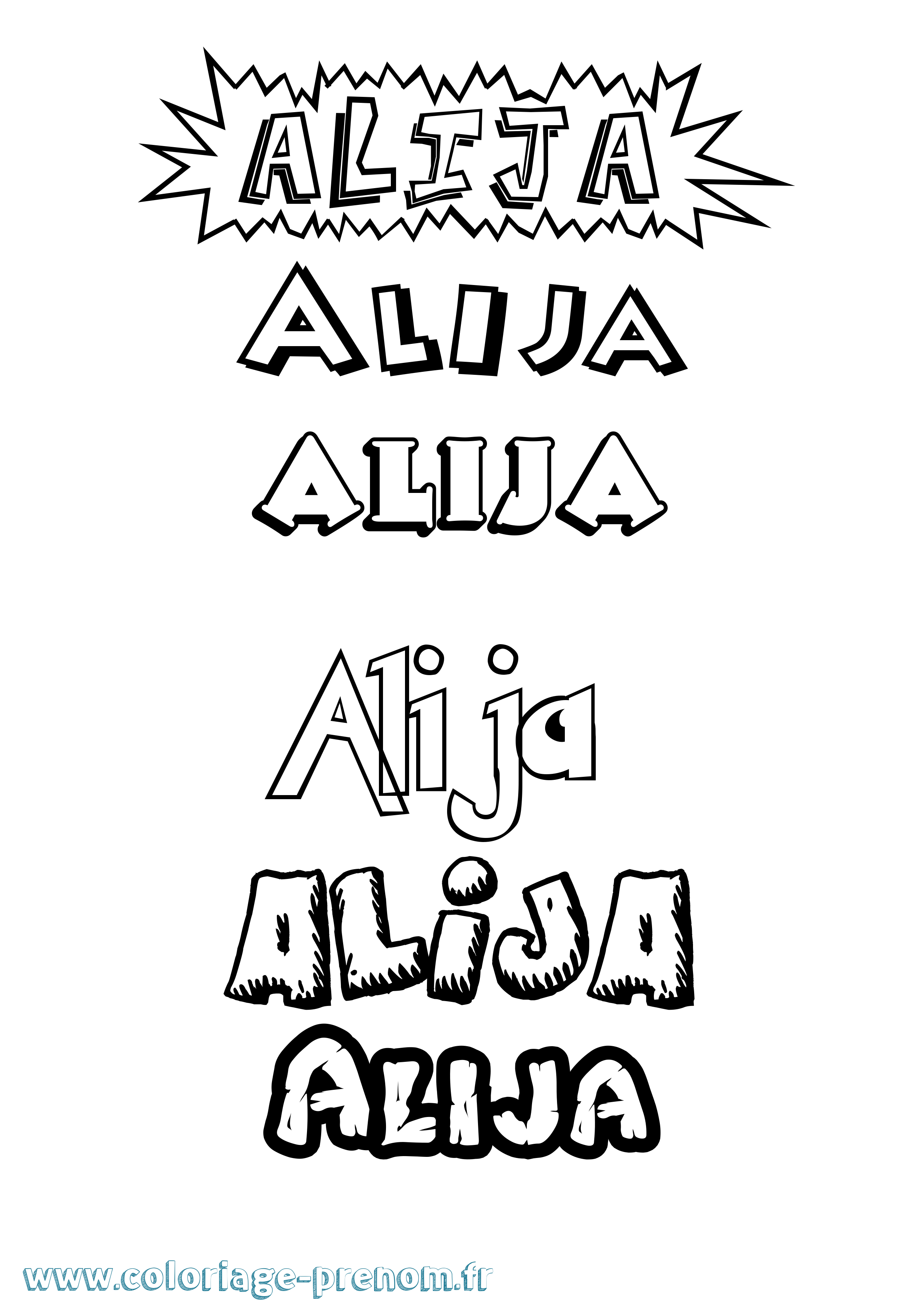 Coloriage Alija Dessin Animé Coloriage prénom Alija Dessin Animé