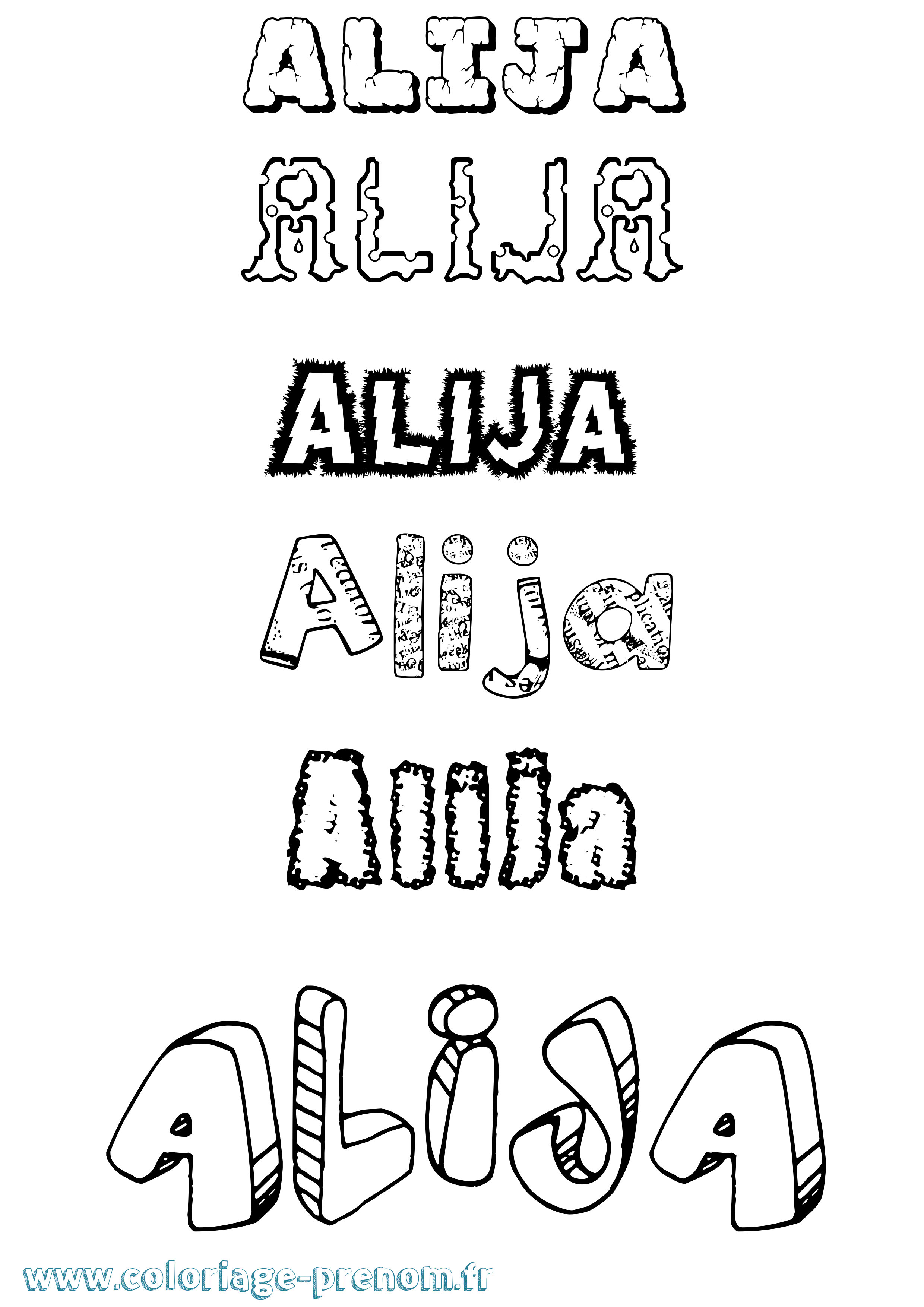 Coloriage Alija Destructuré Coloriage prénom Alija Destructuré