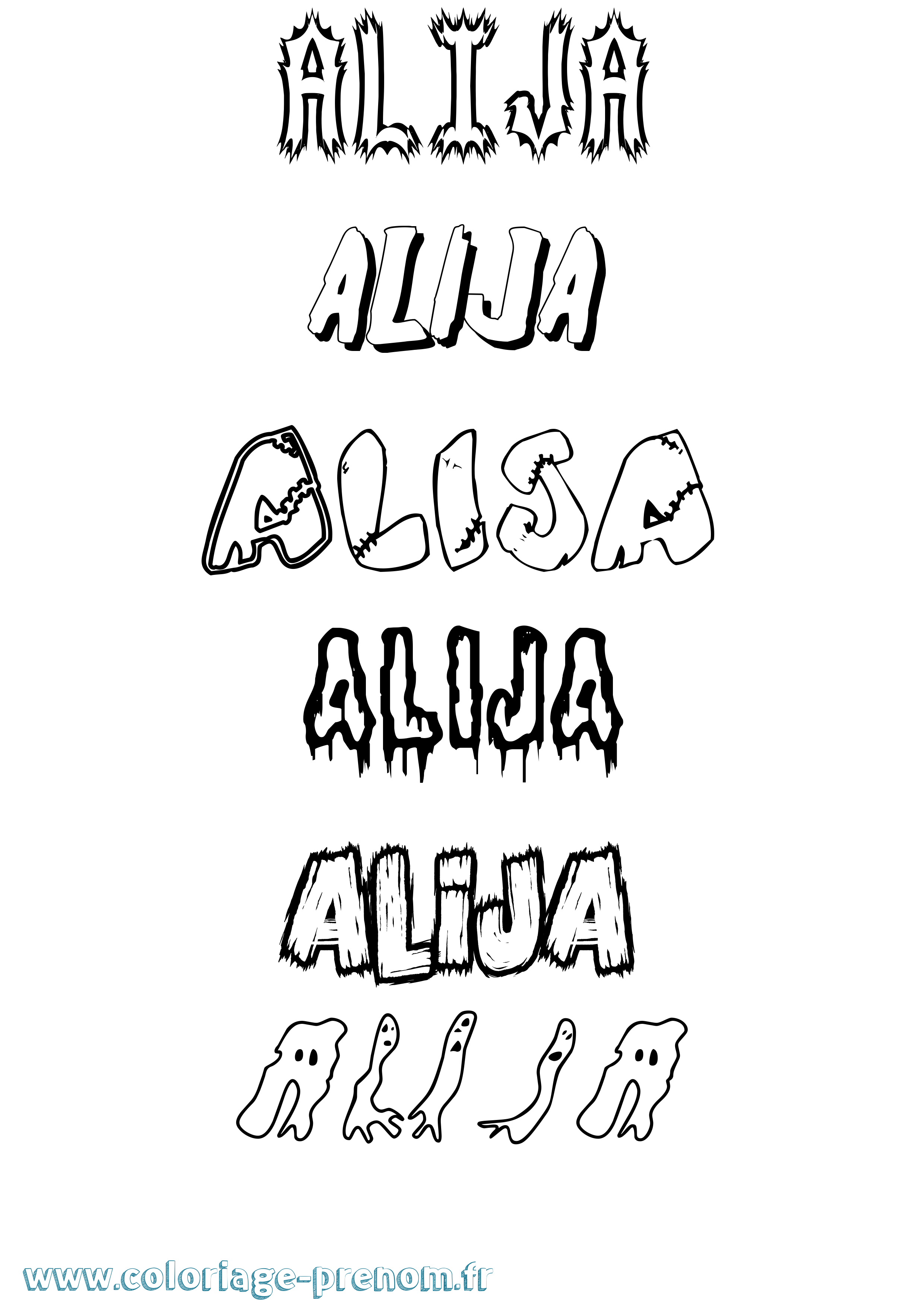Coloriage Alija Frisson Coloriage prénom Alija Frisson