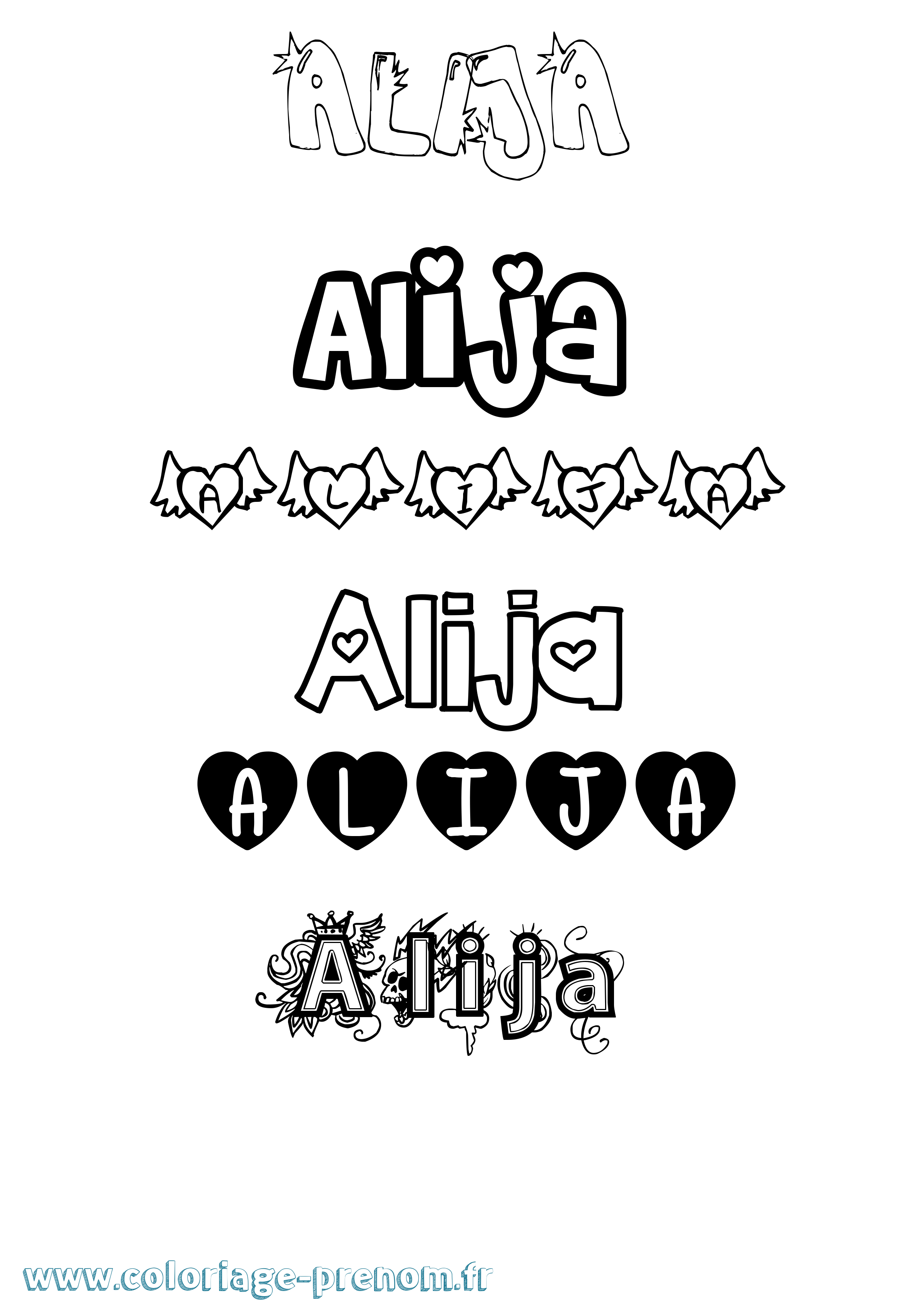 Coloriage Alija Girly Coloriage prénom Alija Girly
