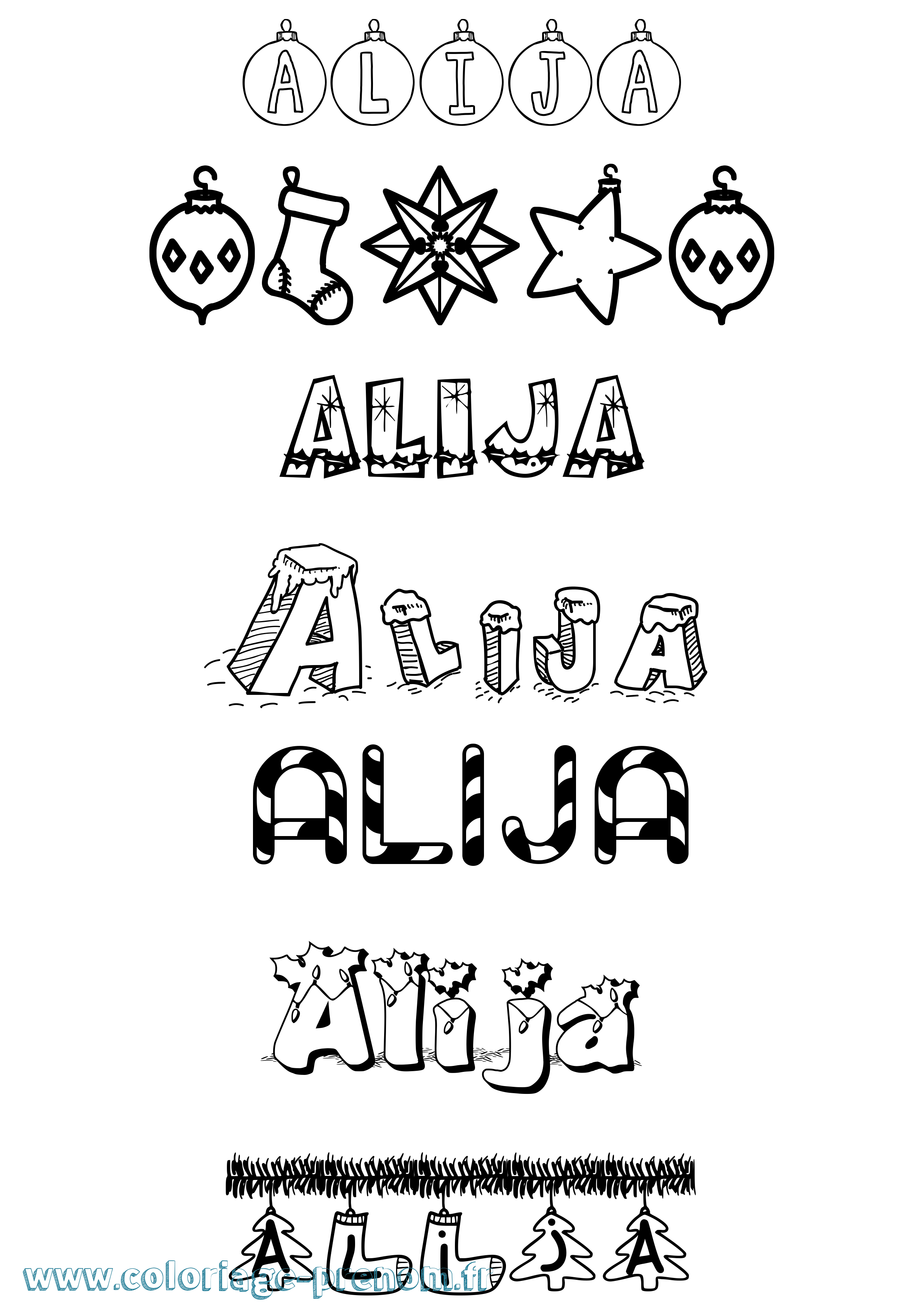 Coloriage Alija Noël Coloriage prénom Alija Noël