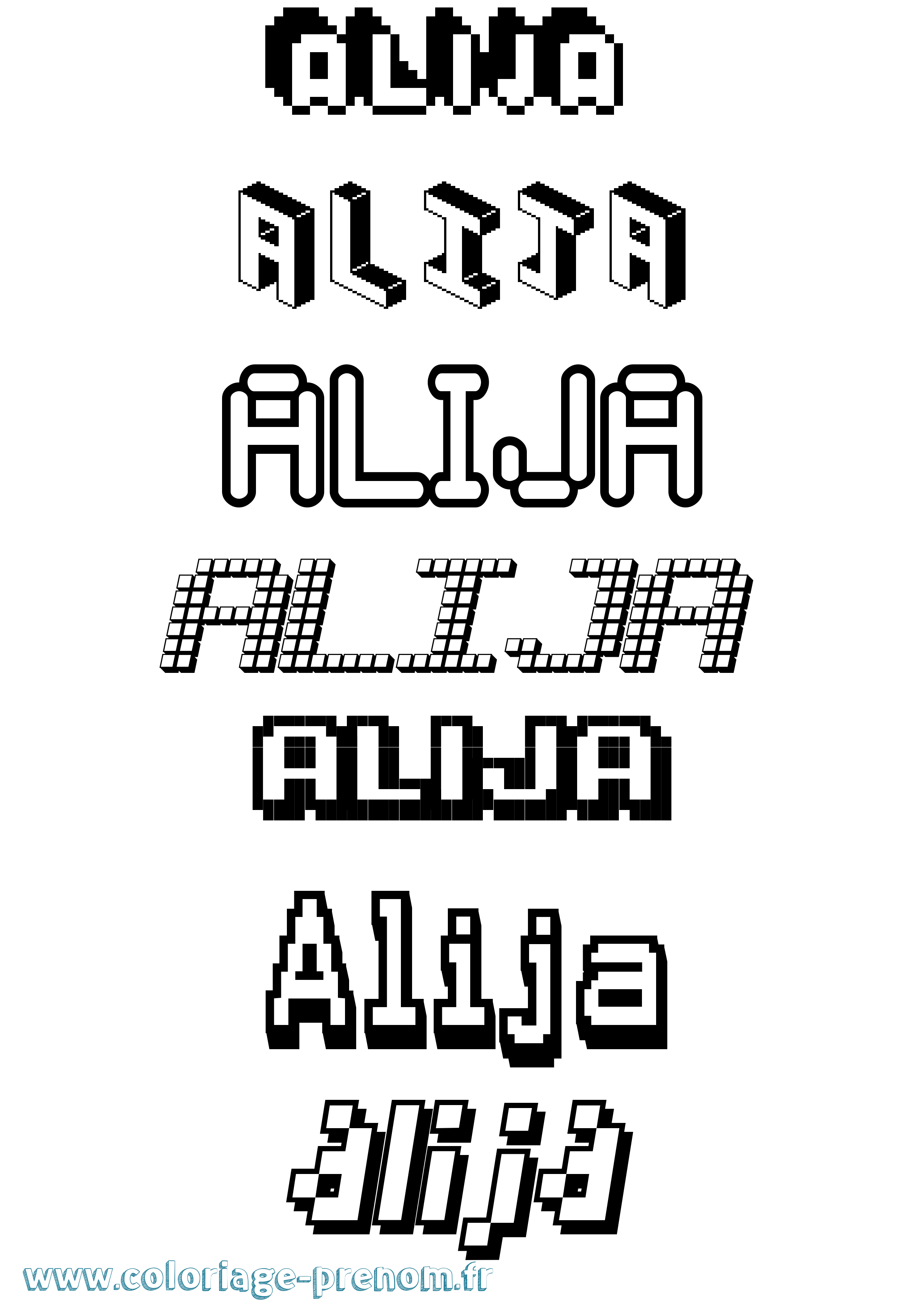 Coloriage Alija Pixel Coloriage prénom Alija Pixel